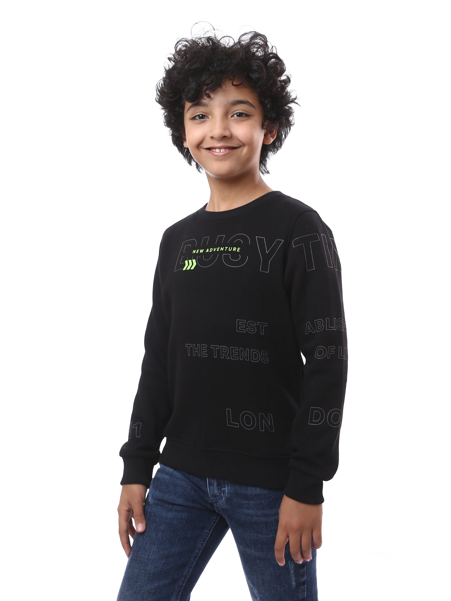 Sweat-shirt garçon en coton, noir, moderne et confortable – SWS23WMIL26750TB1