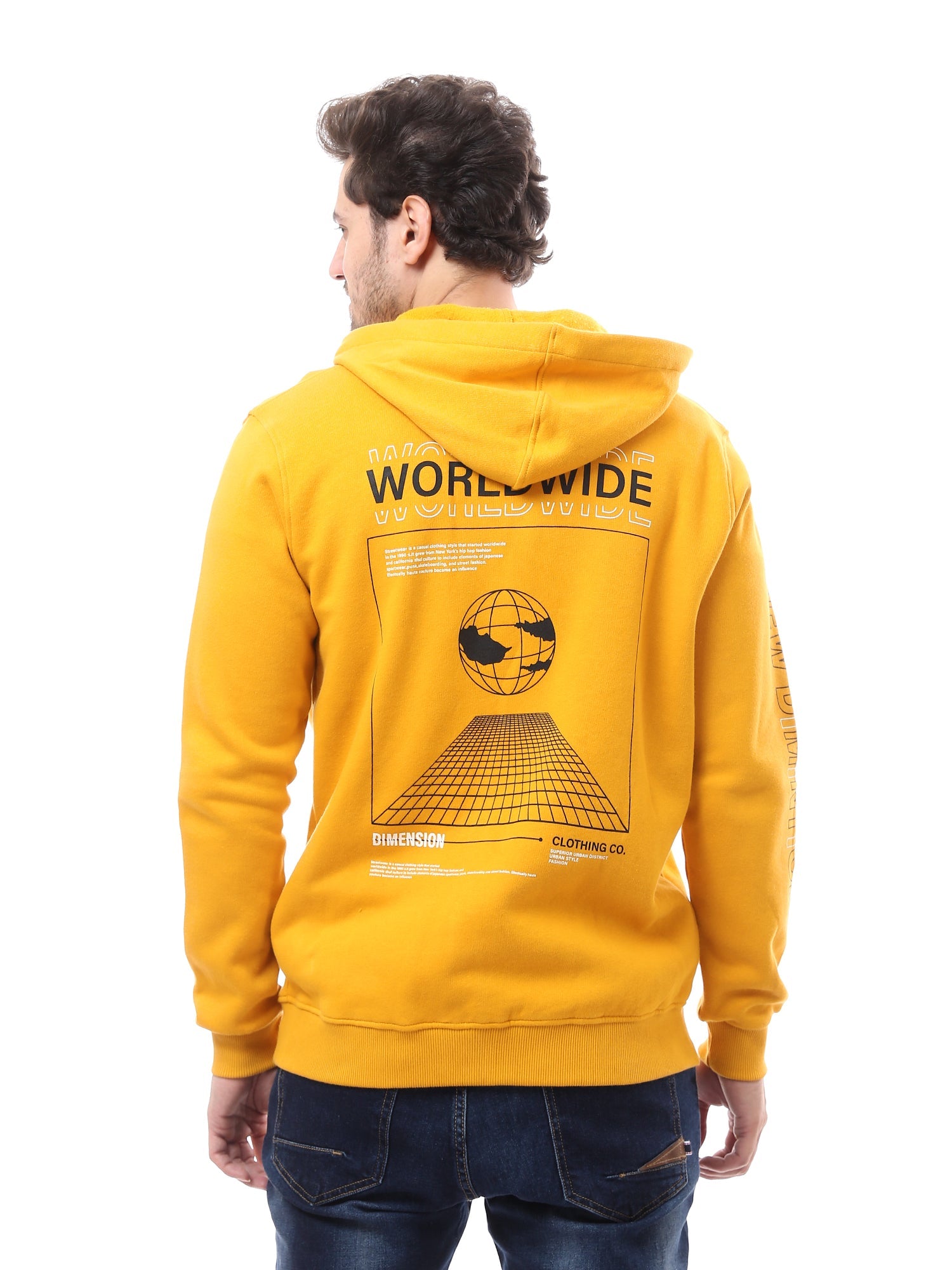 Sweat-shirt homme zippé en jaune moutarde tendance – SWS23WMIL26801TM1