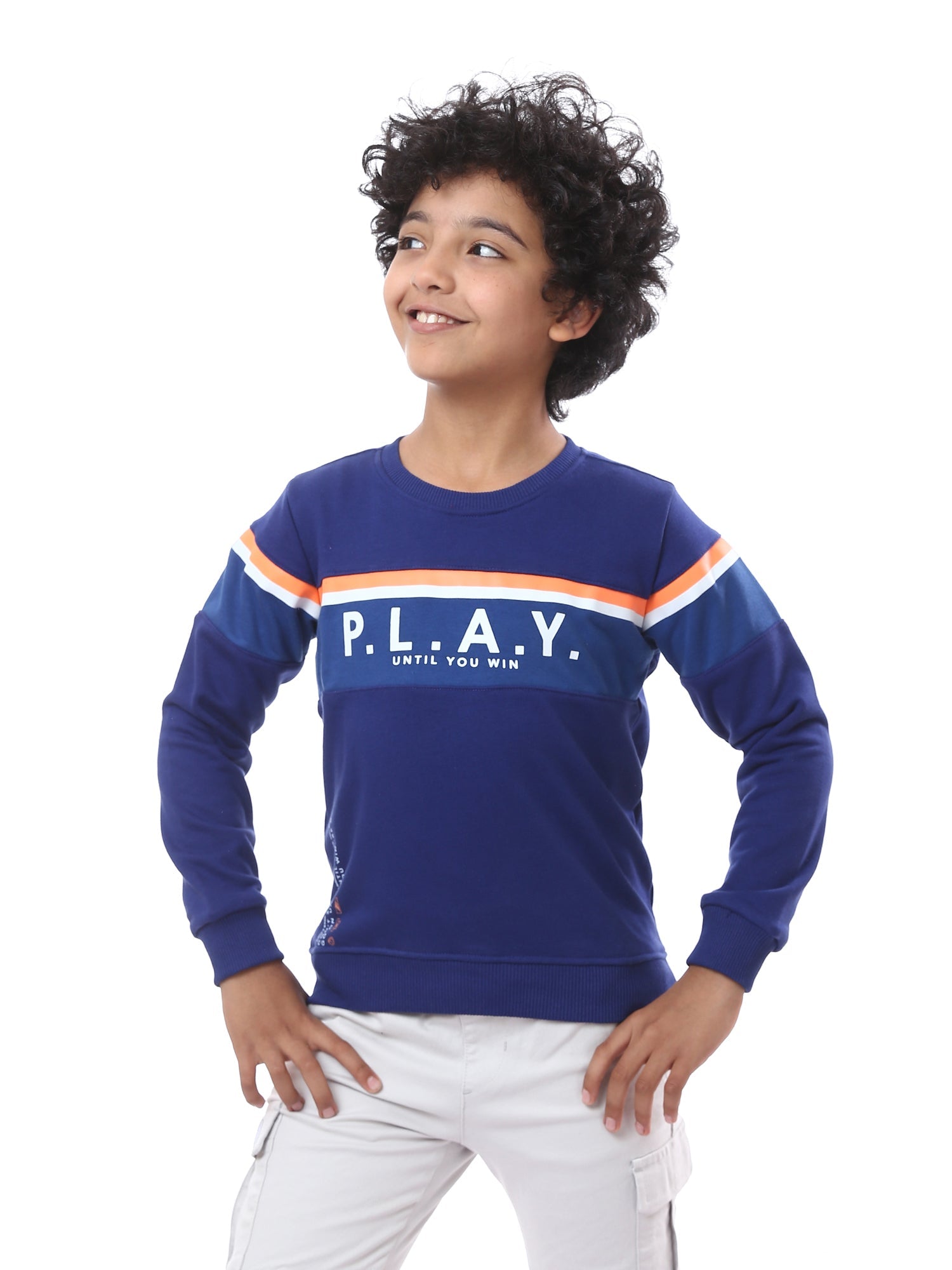 Sweatshirt pour enfants bleu avec impression audacieuse - SWS23WMIL31418TB1
