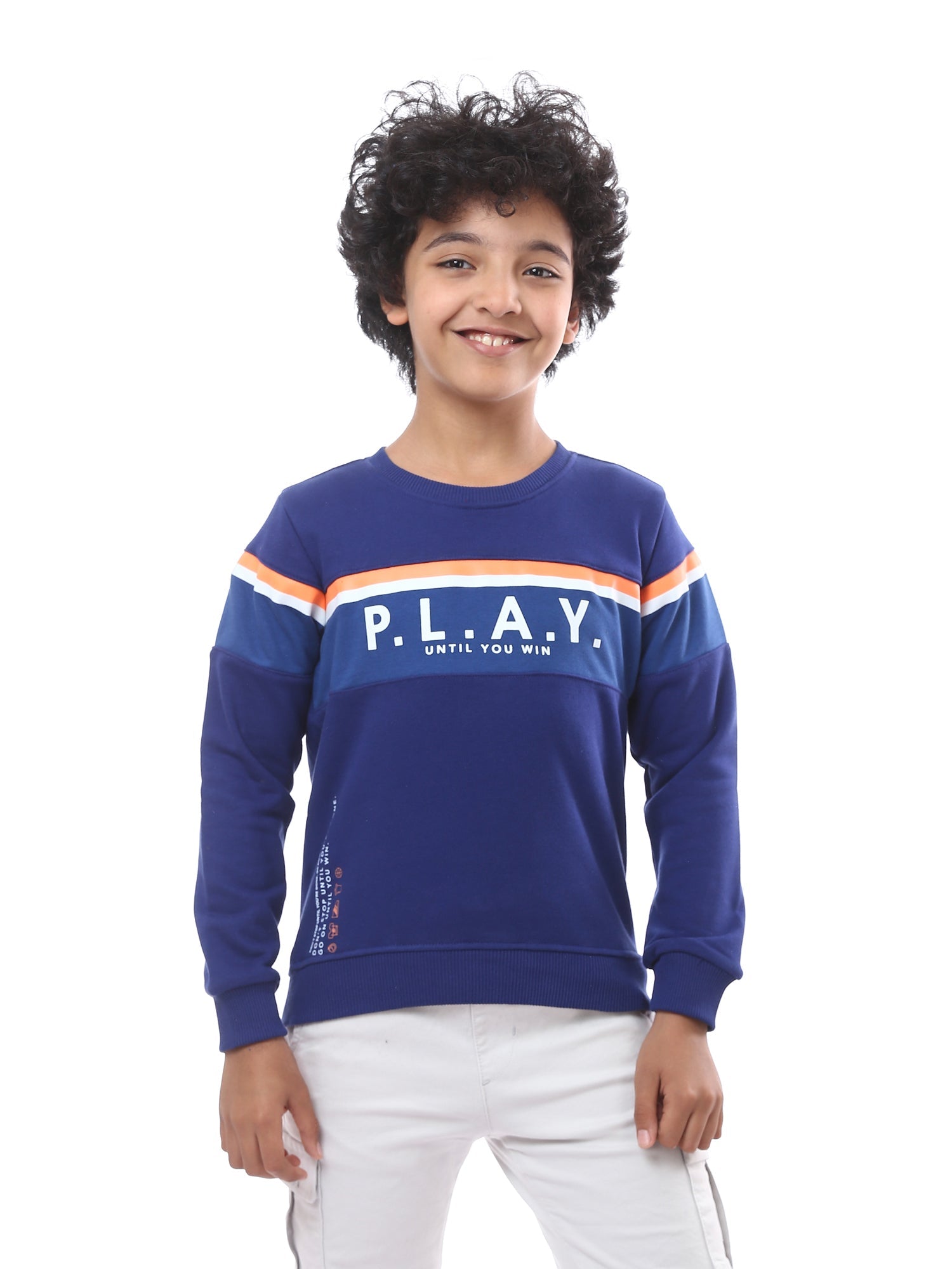 Sweatshirt pour enfants bleu avec impression audacieuse - SWS23WMIL31418TB1