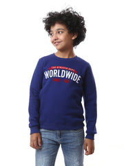 Sweat-shirt bleu encre garçon avec imprimé "WORLDWIDE" – Style sportif et confortable - SWS23WMIL31419TB1