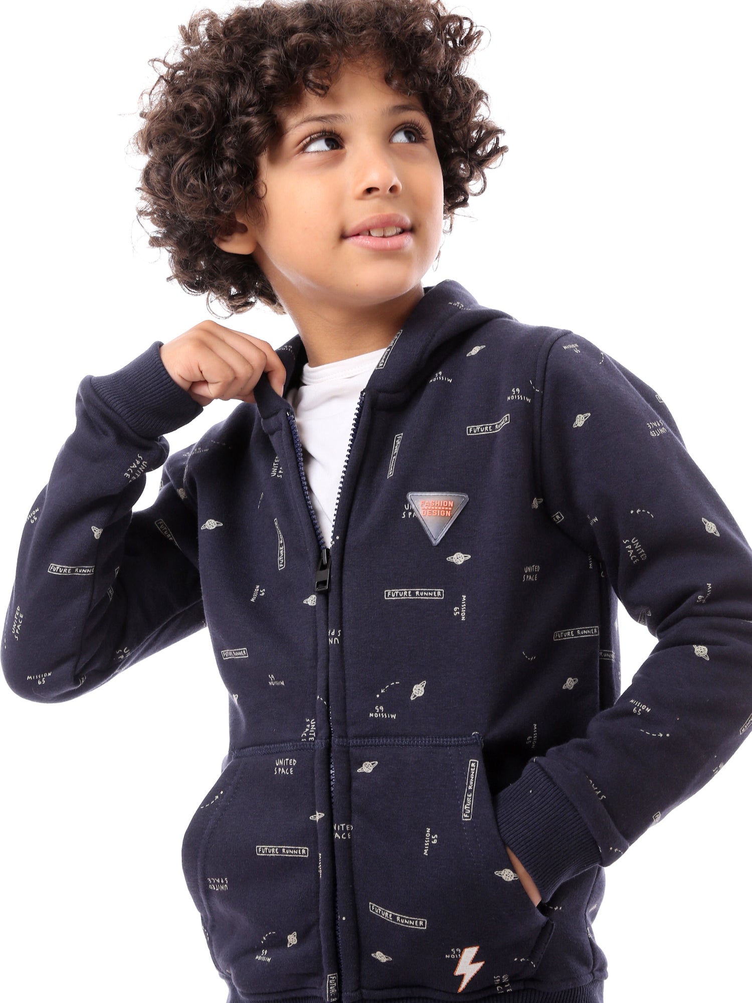 Sweat-shirt pour garçon avec fermeture éclair et capuche - SWS23WMIL31423TB1