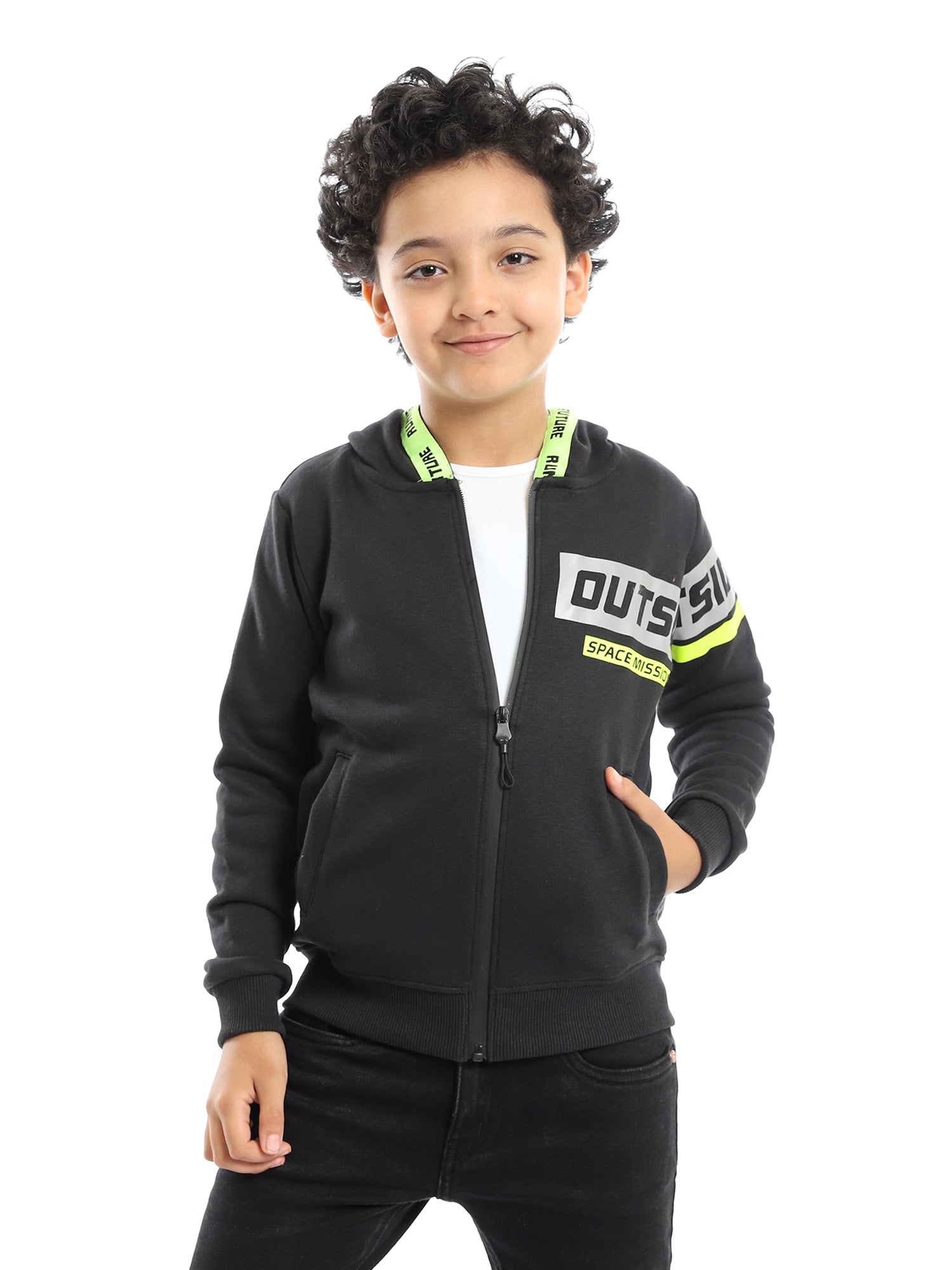 Sweatshirt à Capuche Garçon avec Fermeture Éclair - Design Moderne -SWS23WMIL31424TB1