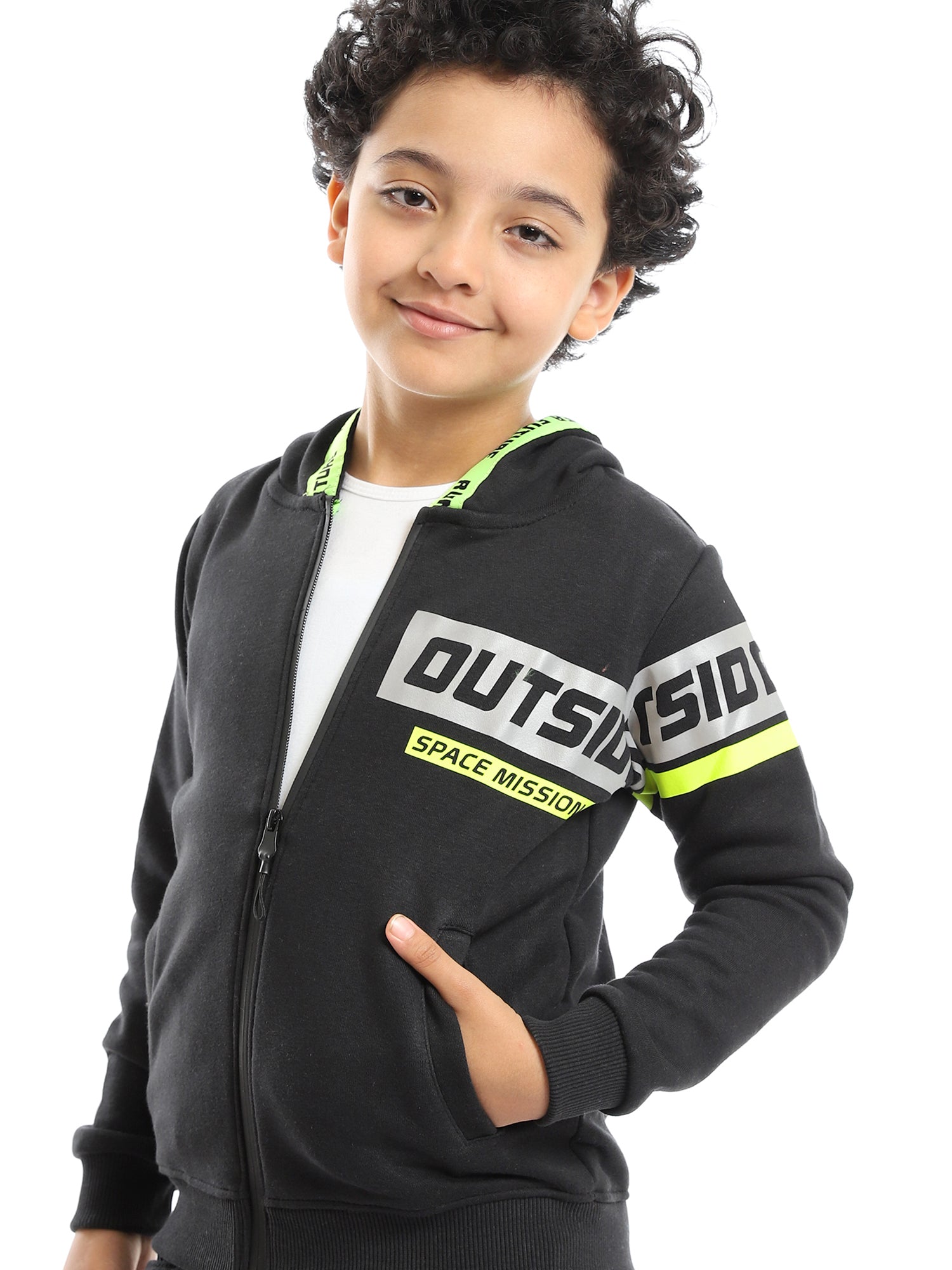 Sweatshirt à Capuche Garçon avec Fermeture Éclair - Design Moderne -SWS23WMIL31424TB1