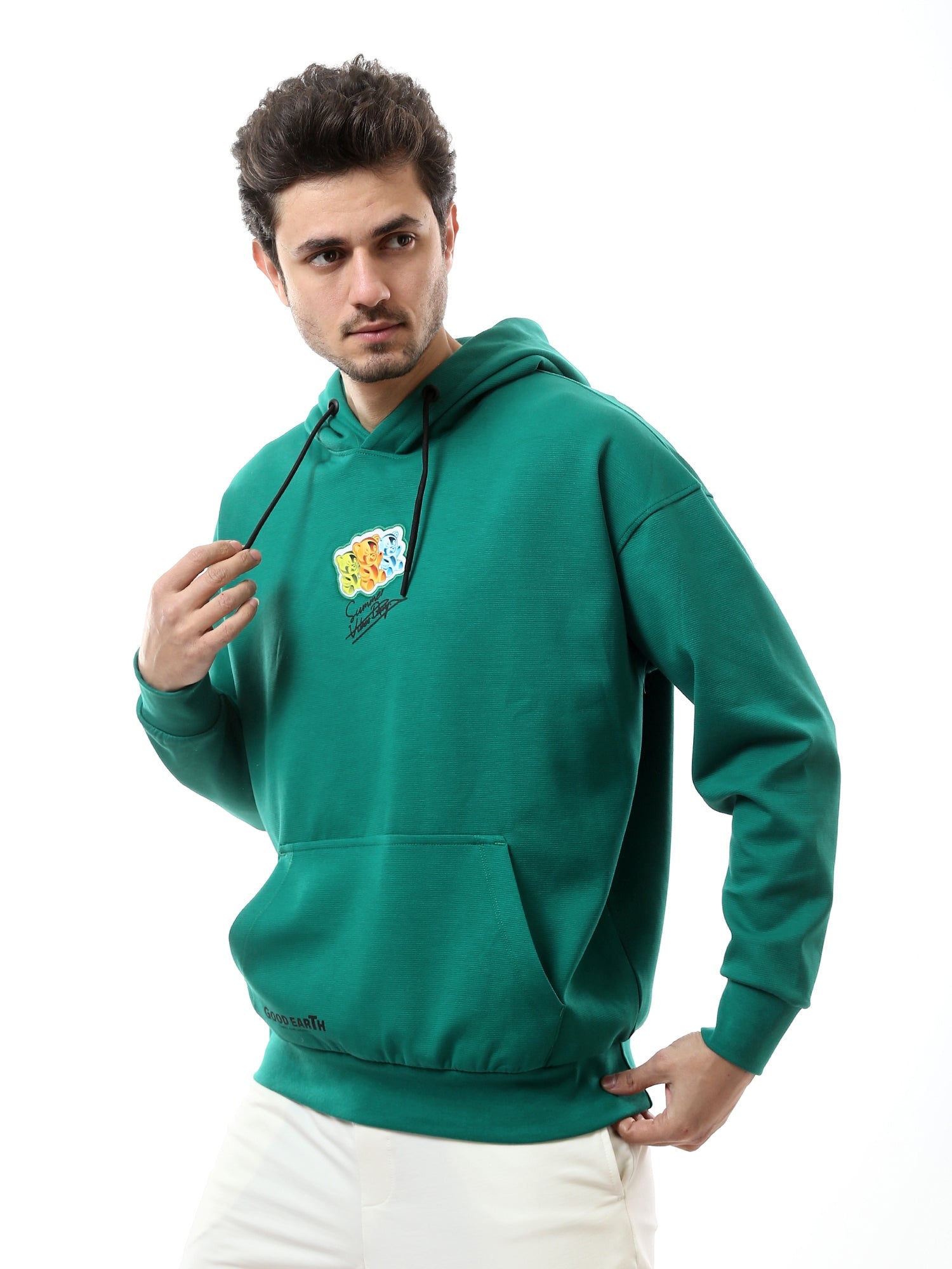 Hoodie homme oversize avec design moderne et imprimé unique sur le torse - SWS24WHNK26082TM1