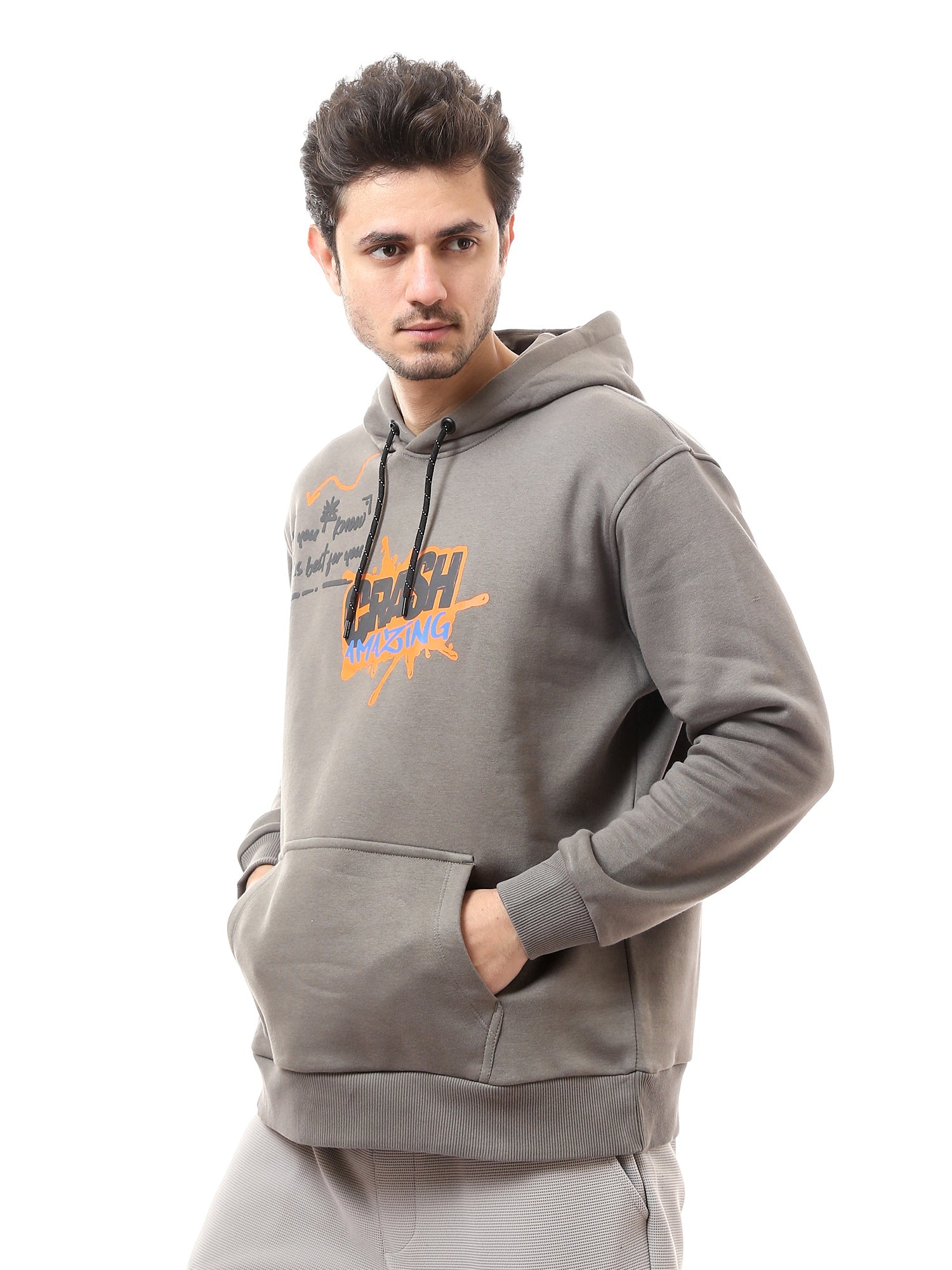 Hoodie Homme à Imprimé Graphique – Style Urbain et Confort - SWS24WHNK26113TM1