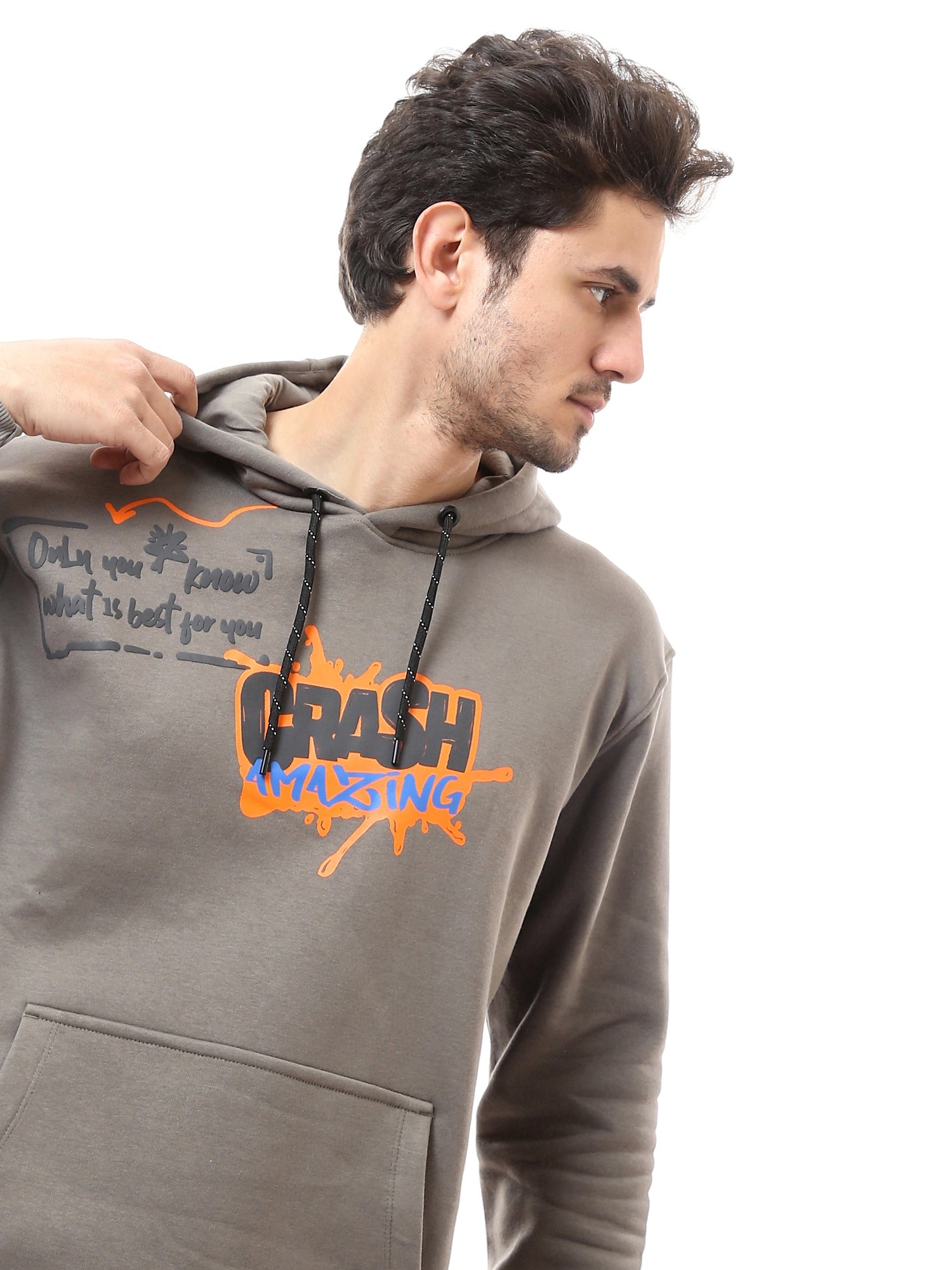 Hoodie Homme à Imprimé Graphique – Style Urbain et Confort - SWS24WHNK26113TM1