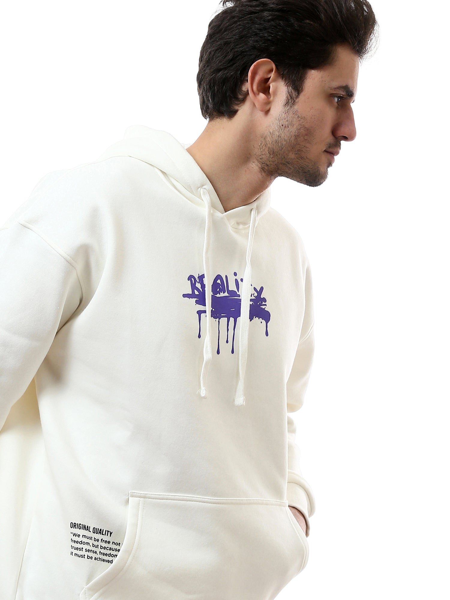 Hoodie pour homme avec imprimé "Reality" – Design moderne et confortable - SWS24WHNK26147TM1