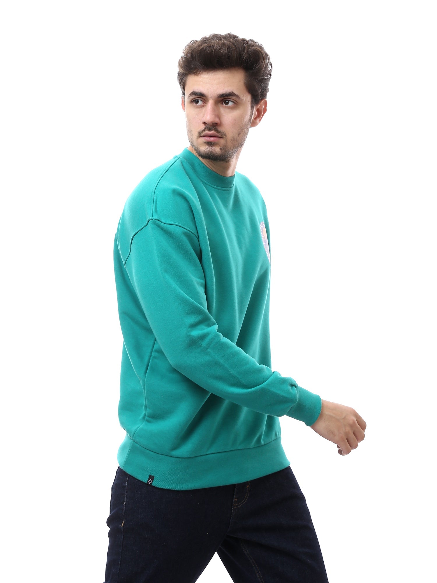 Sweatshirt homme vert avec imprimé unique - SWS24WRNL26049TM1