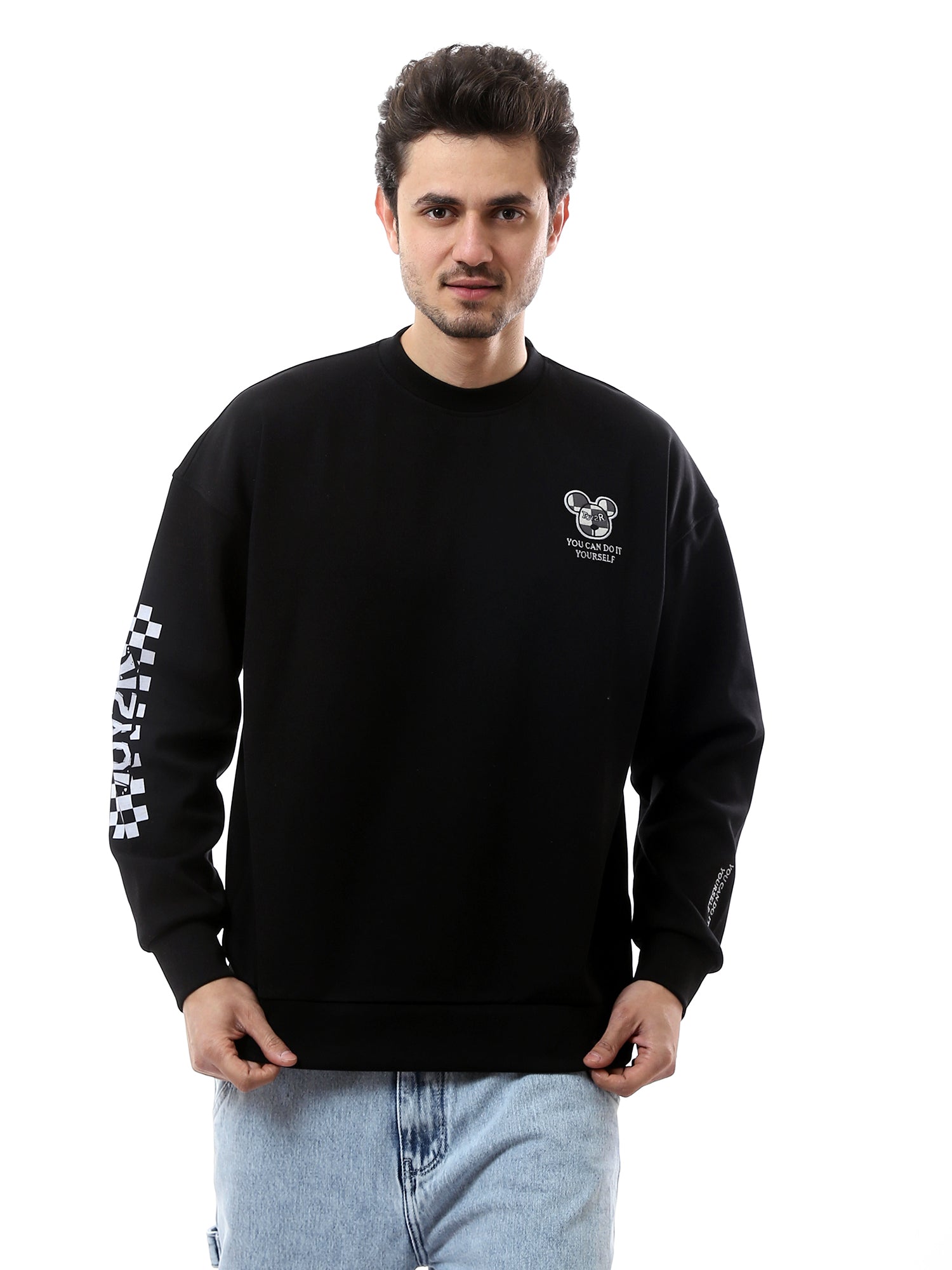 Sweatshirt homme design moderne avec imprimé "YOU CAN DO IT YOURSELF" - SWS24WRNL26091TM1