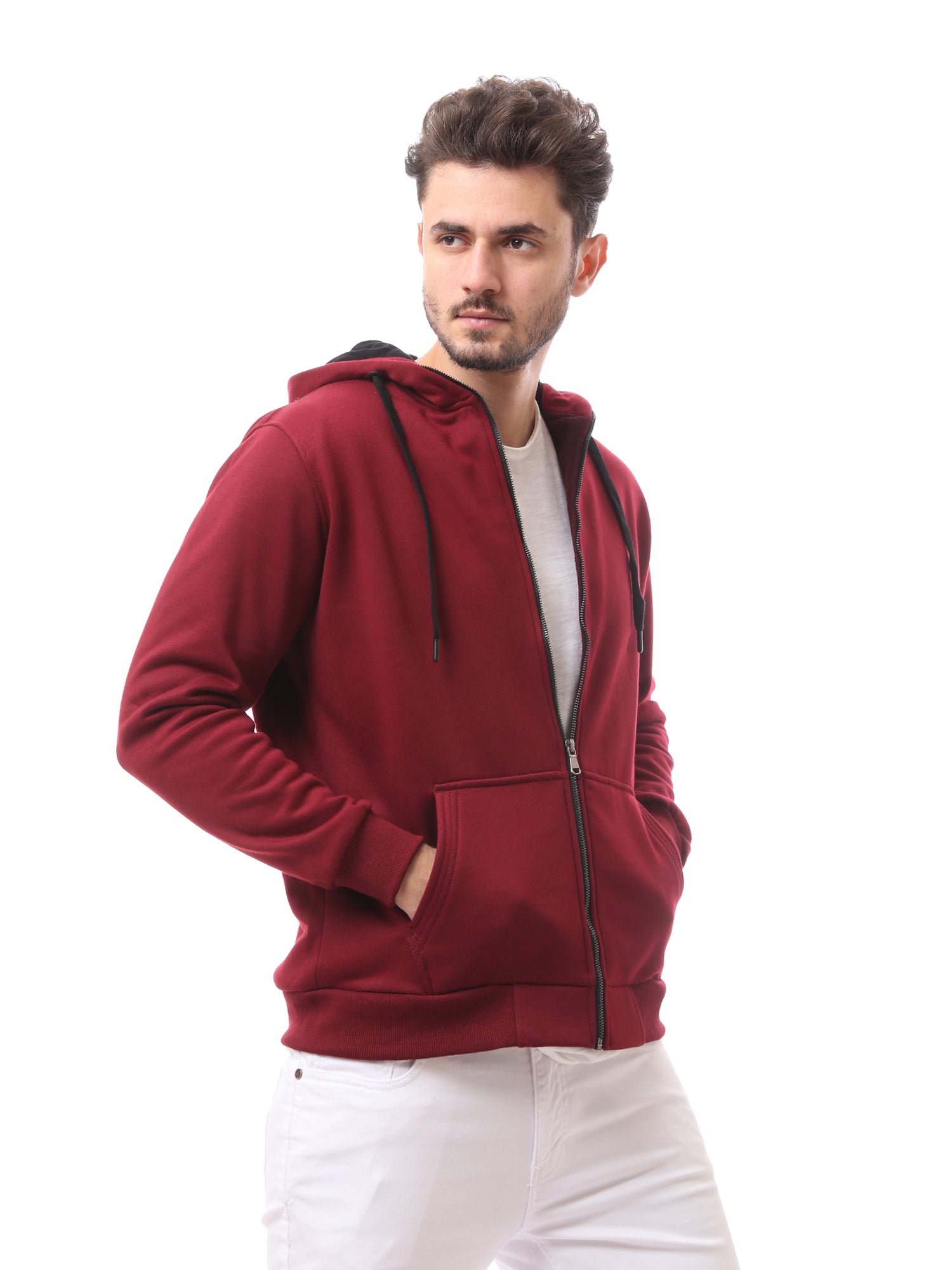 سويت شيرت رجالي بسحاب مع غطاء رأس -SWS24WZPK26741TM1