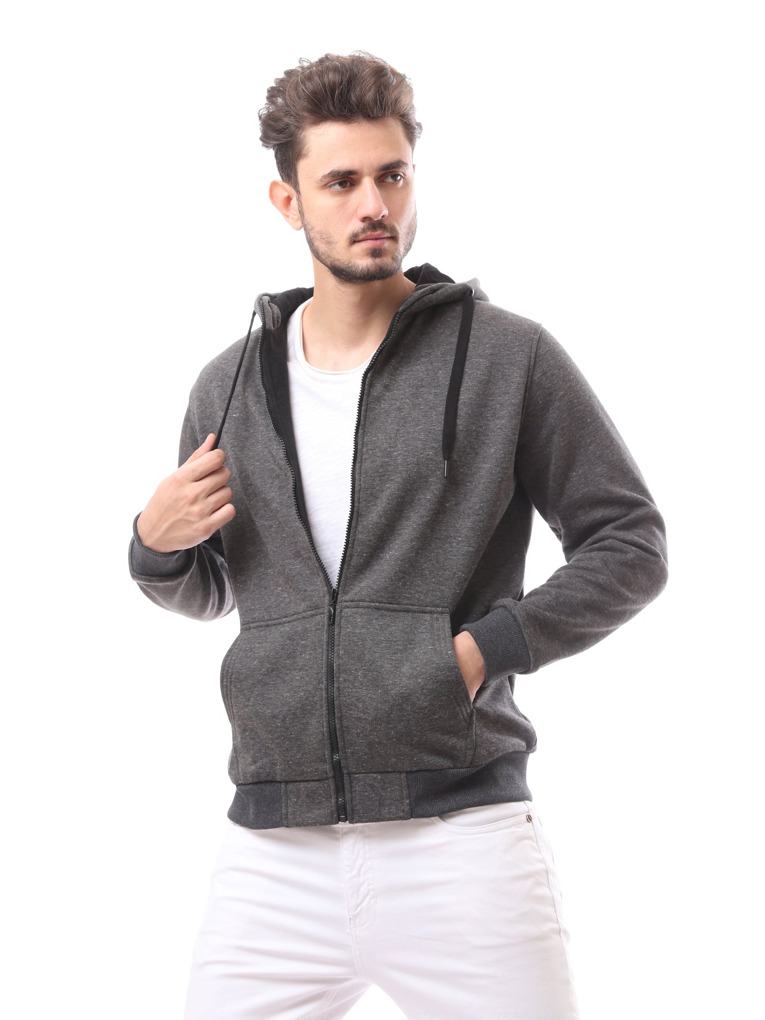 سويت شيرت رجالي بسحاب مع غطاء رأس -SWS24WZPK26741TM1