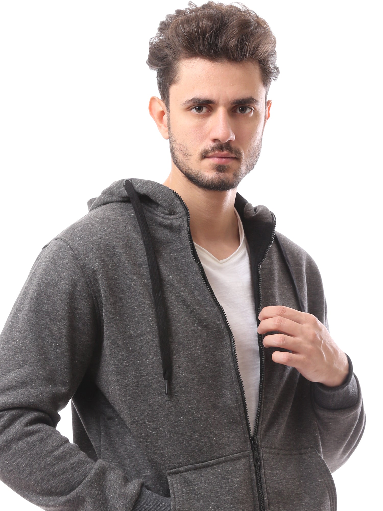 سويت شيرت رجالي بسحاب مع غطاء رأس -SWS24WZPK26741TM1