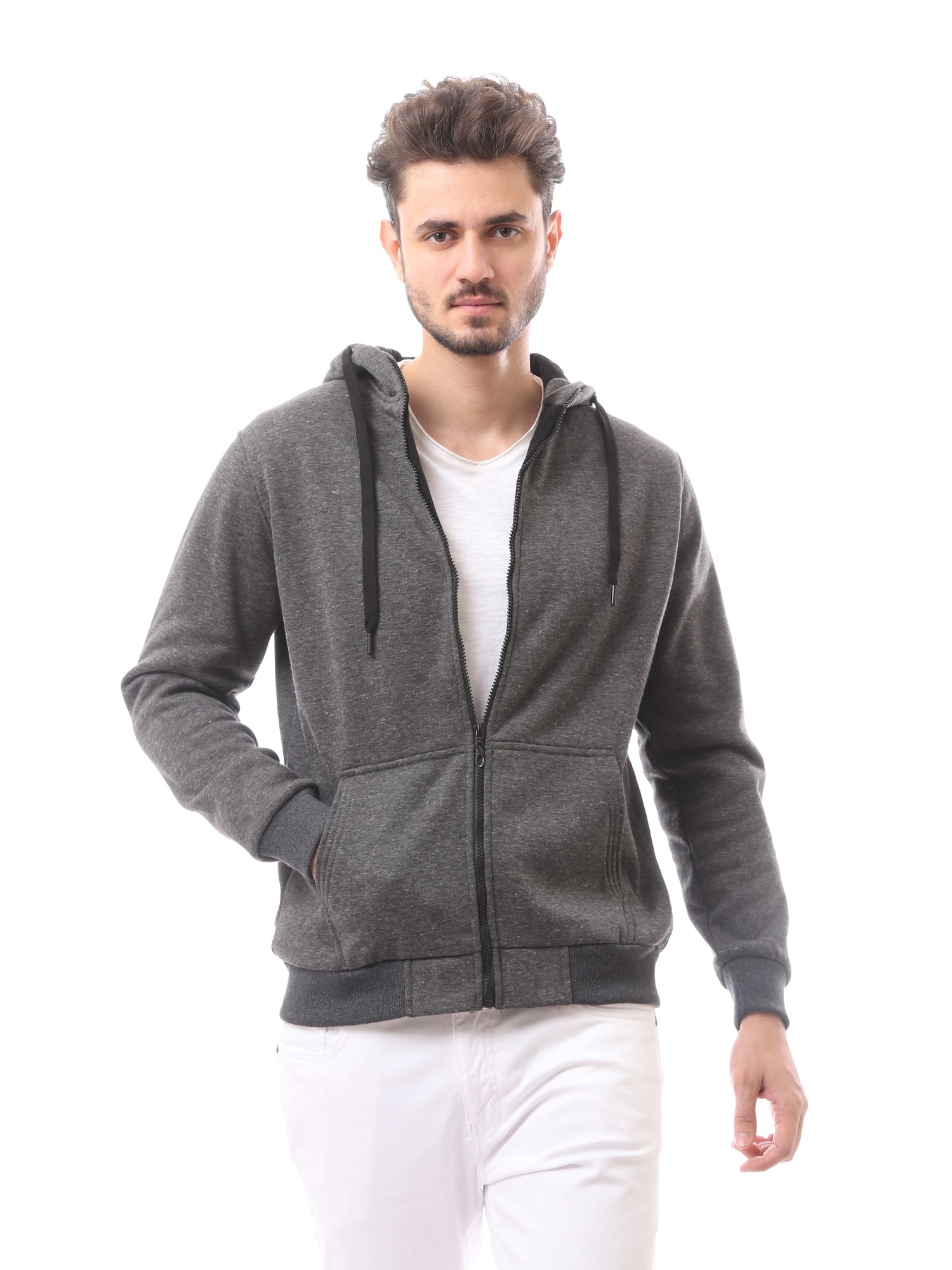Sweat-shirt pour homme avec fermeture éclair et capuche - SWS24WZPK26741TM1