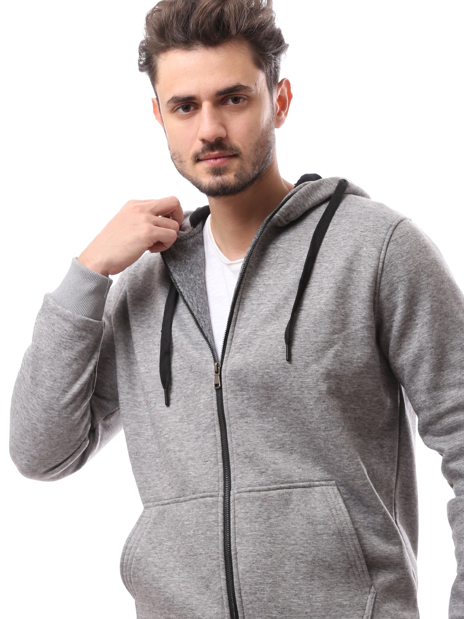 سويت شيرت رجالي بسحاب مع غطاء رأس -SWS24WZPK26741TM1