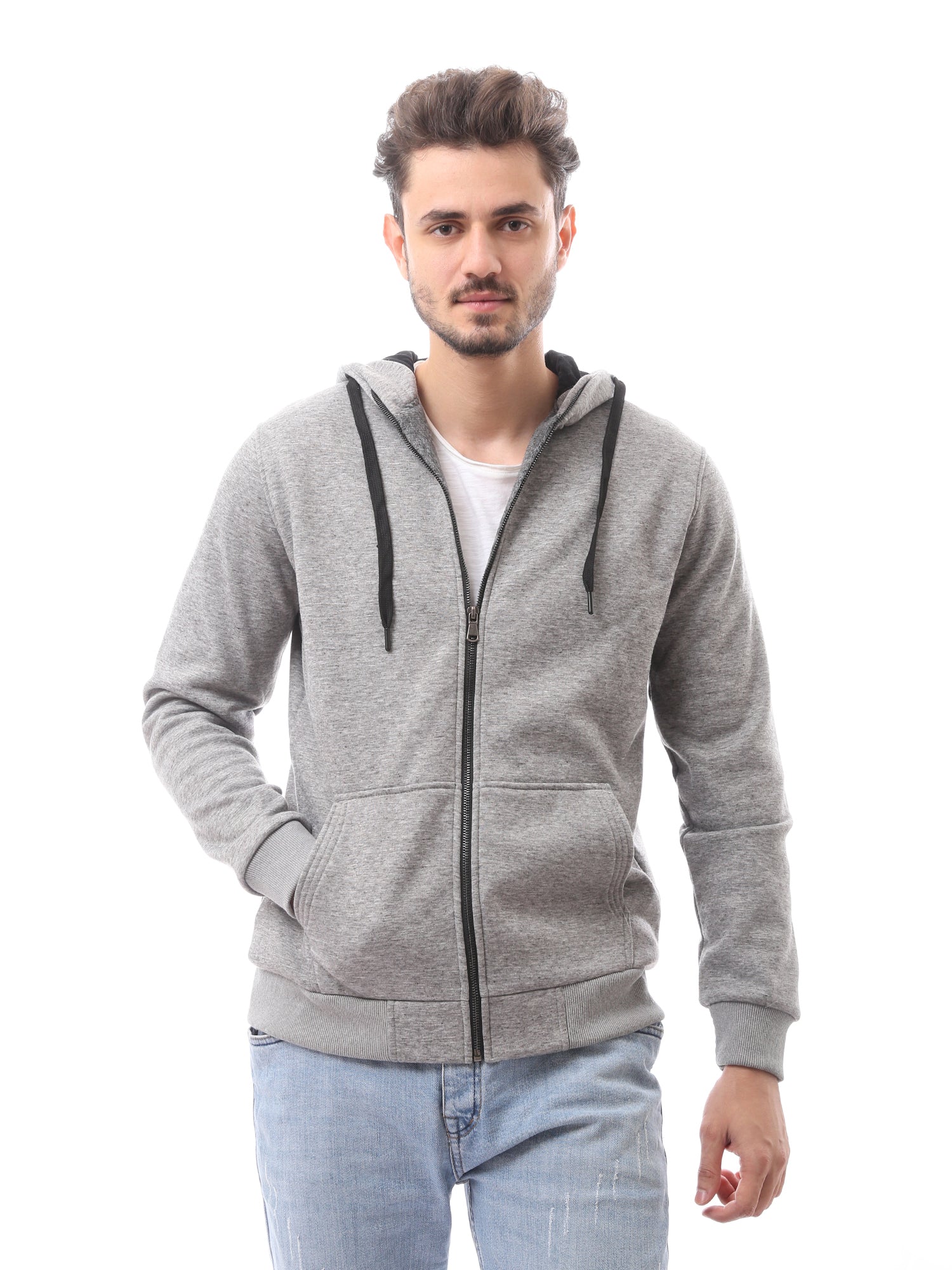 سويت شيرت رجالي بسحاب مع غطاء رأس -SWS24WZPK26741TM1