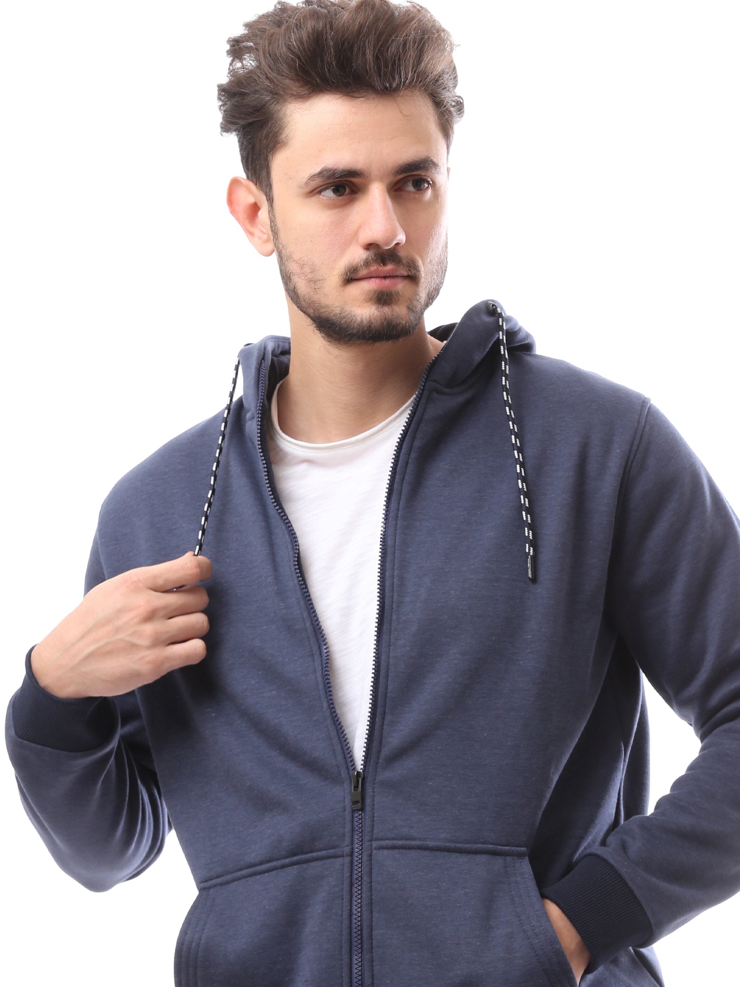 سويت شيرت رجالي بسحاب مع غطاء رأس -SWS24WZPK26741TM1