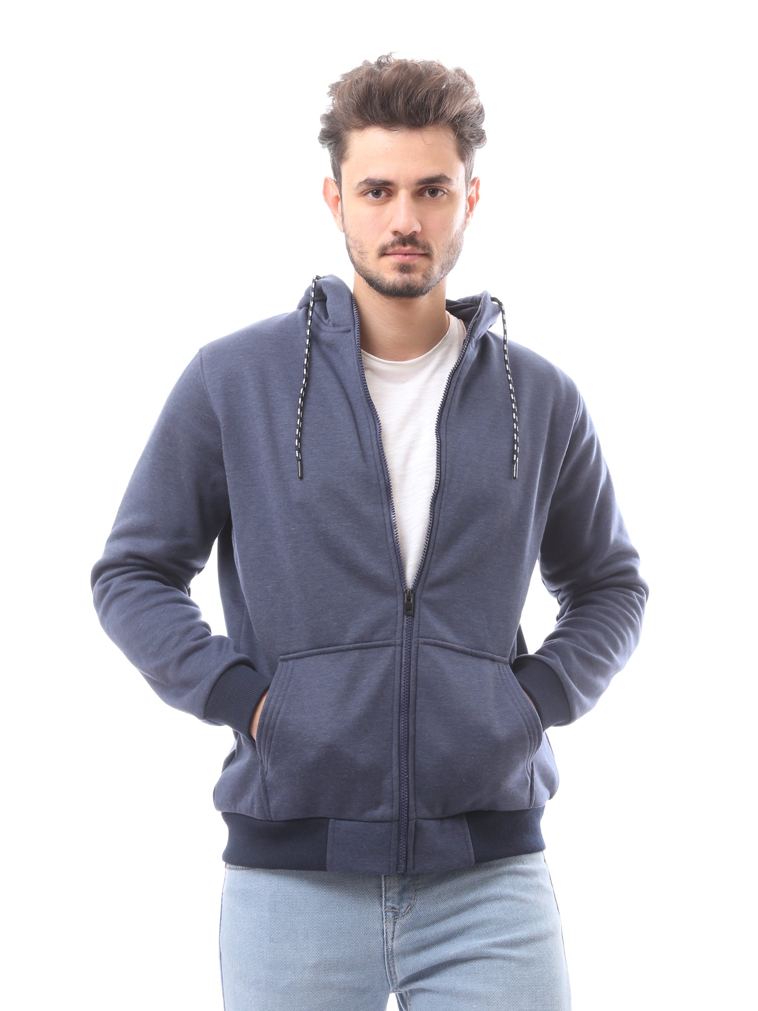 Sweat-shirt pour homme avec fermeture éclair et capuche - SWS24WZPK26741TM1