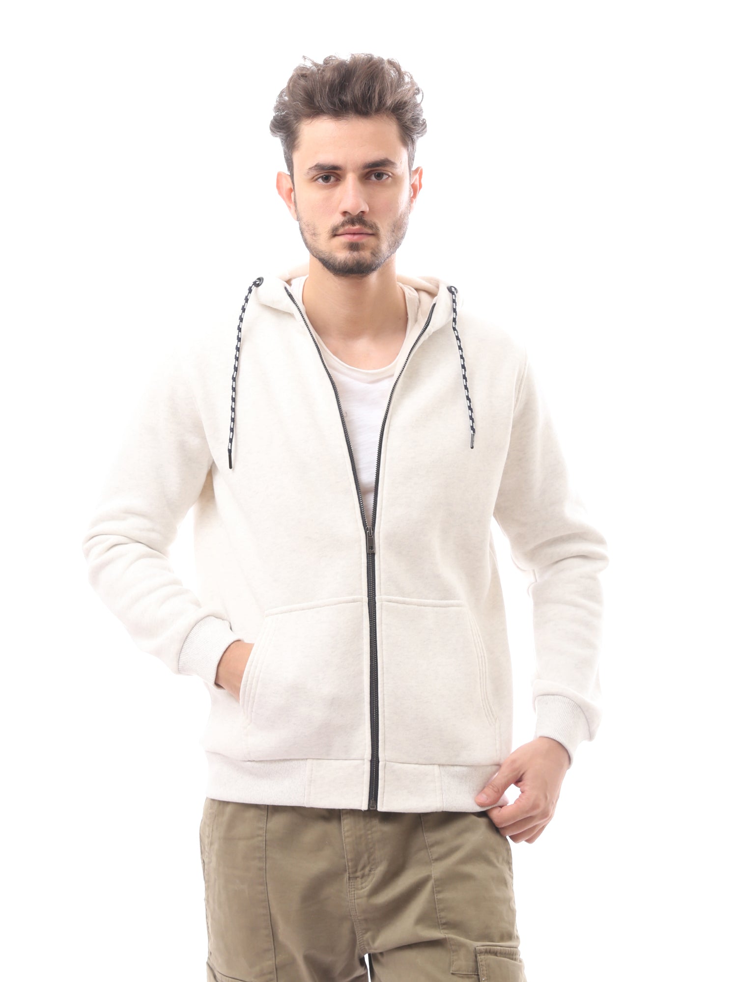 سويت شيرت رجالي بسحاب مع غطاء رأس -SWS24WZPK26741TM1