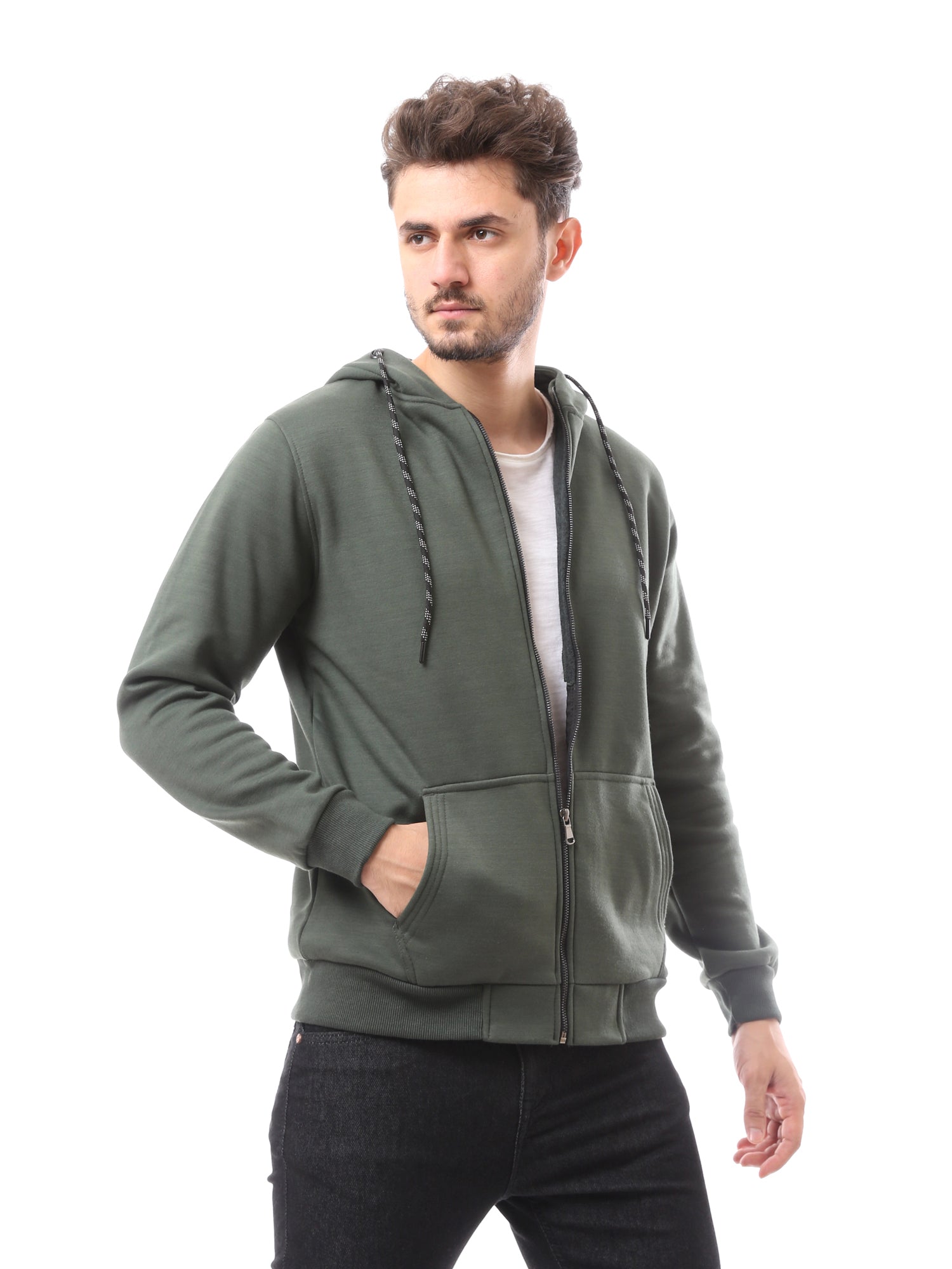 سويت شيرت رجالي بسحاب مع غطاء رأس -SWS24WZPK26741TM1