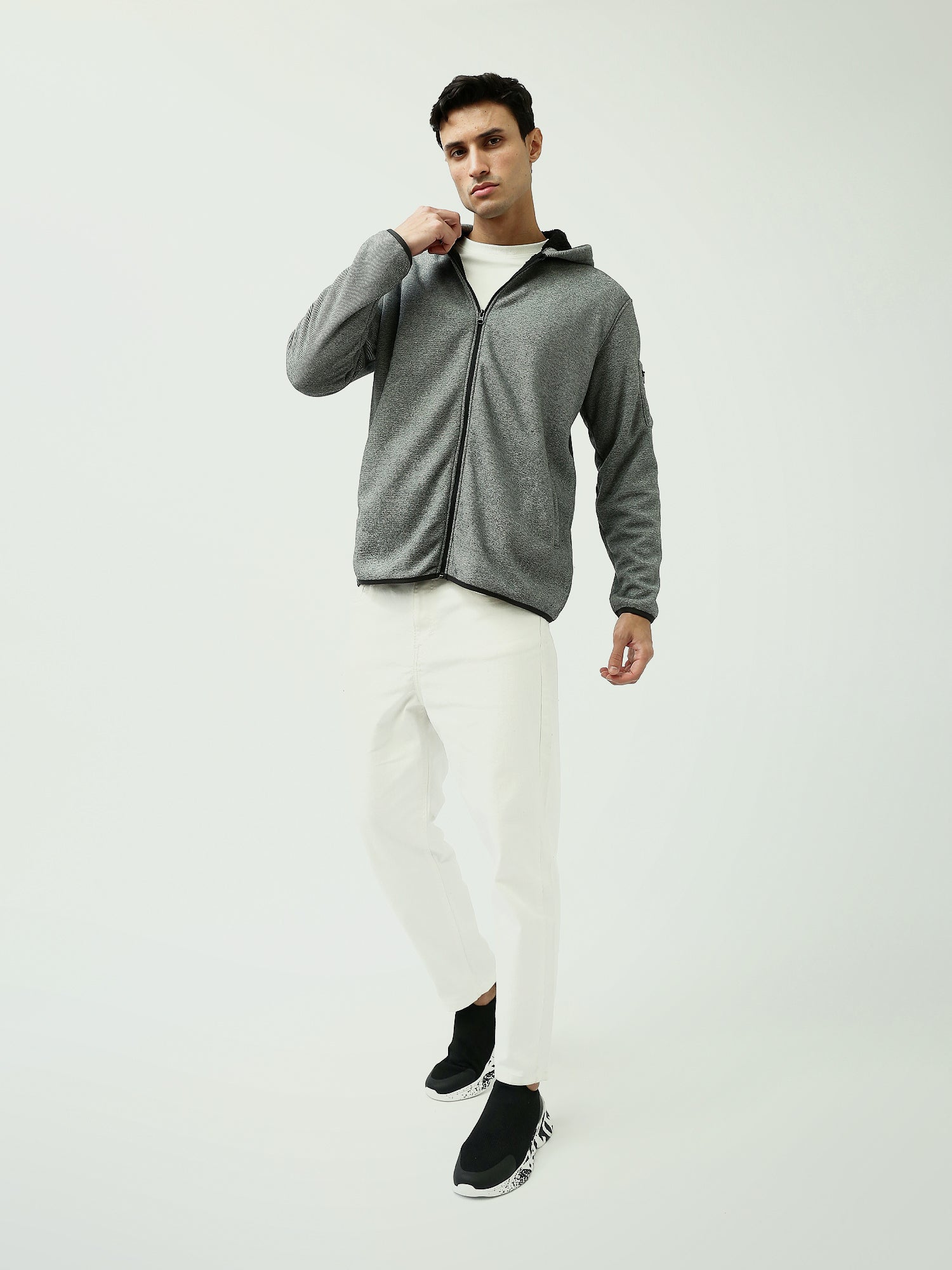 سترة بغطاء للرأس رجالية بتصميم عصري وجيوب جانبية - SWS24WZPS26033TM1