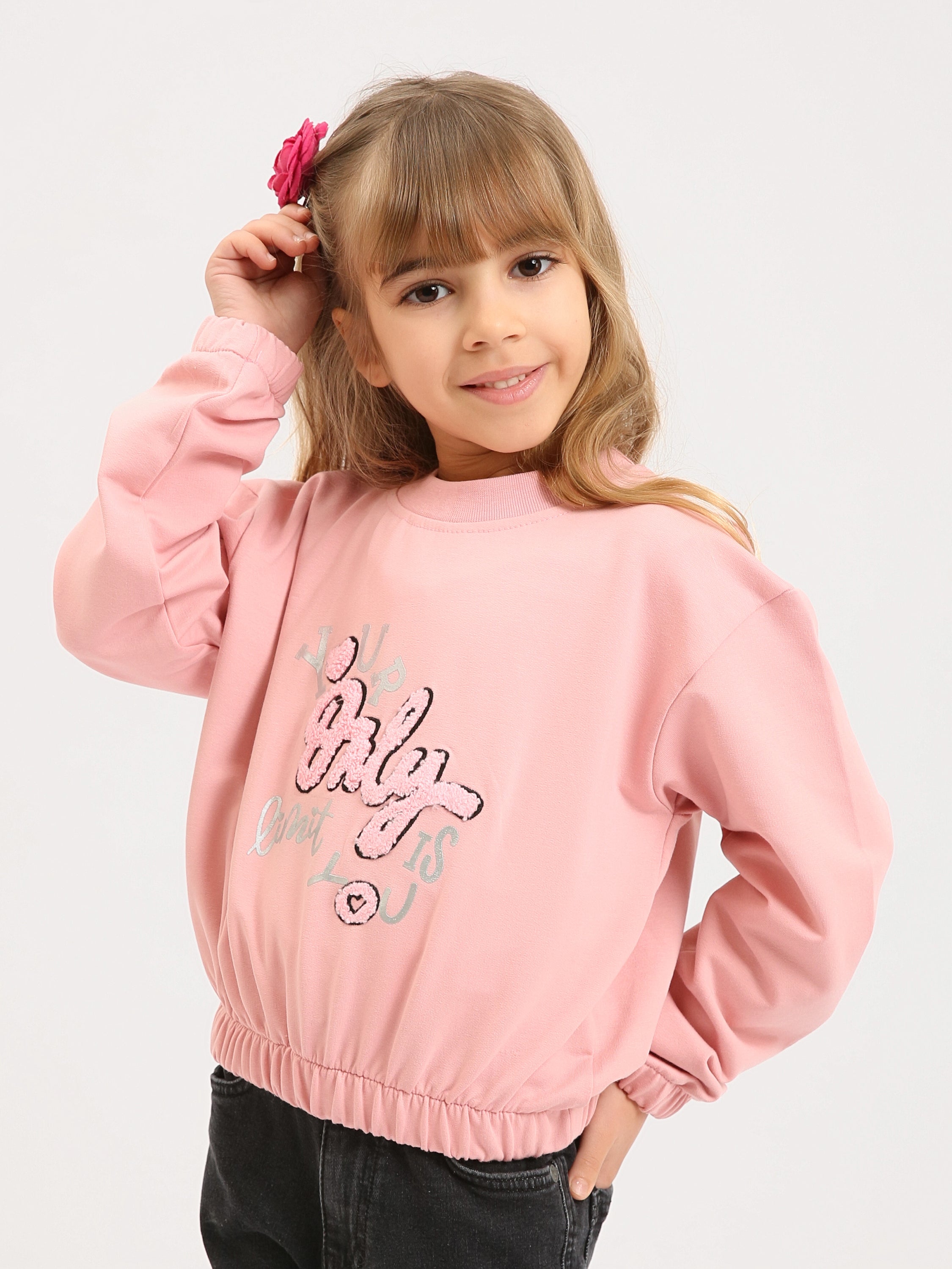 Sweat fille avec imprimé en relief Enjoy et finitions élastiquées - SWS25AREL71198MG1