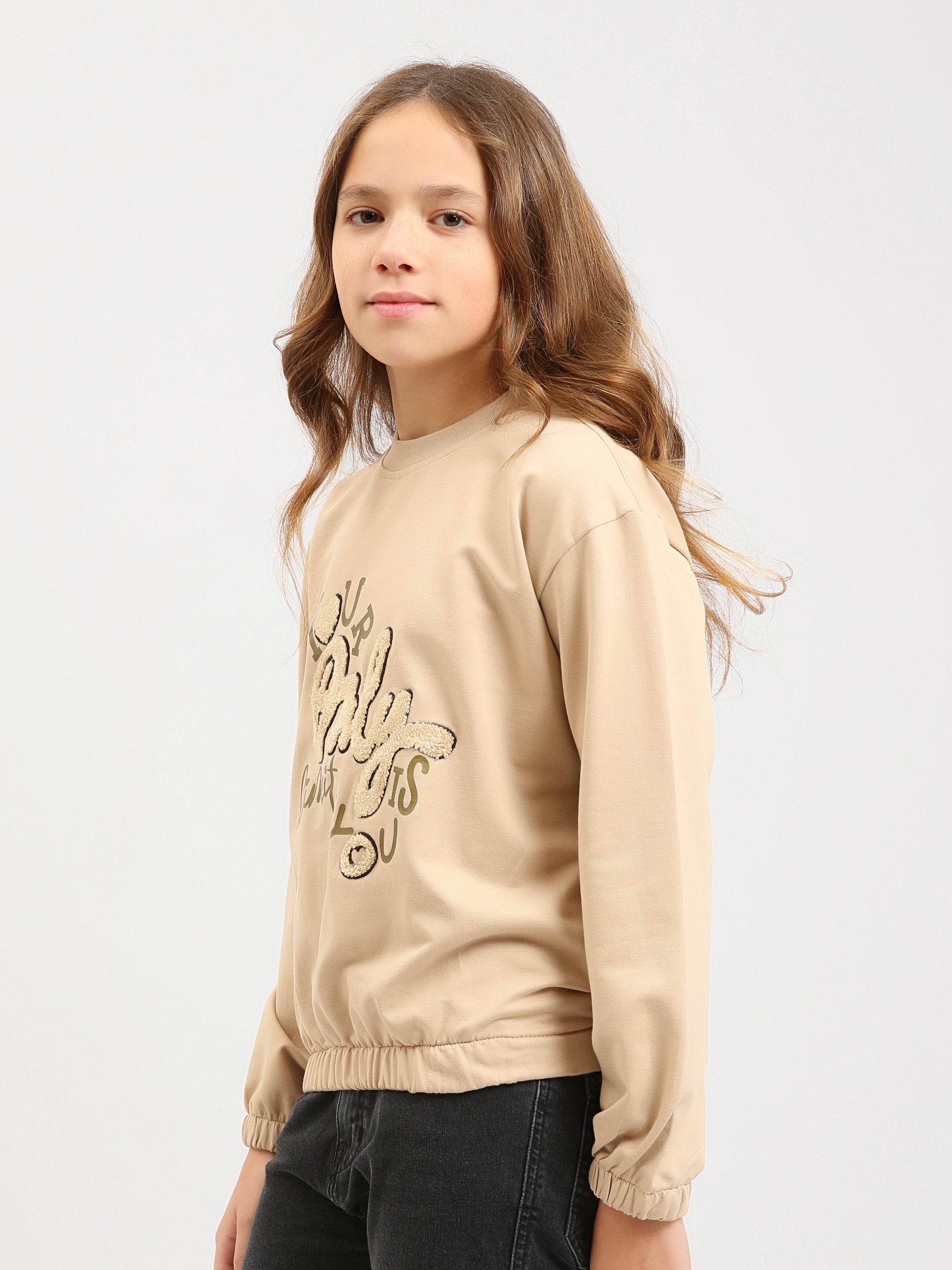 Sweat ado fille avec imprimé en relief Enjoy et finitions élastiquées - SWS25AREL71198MR1