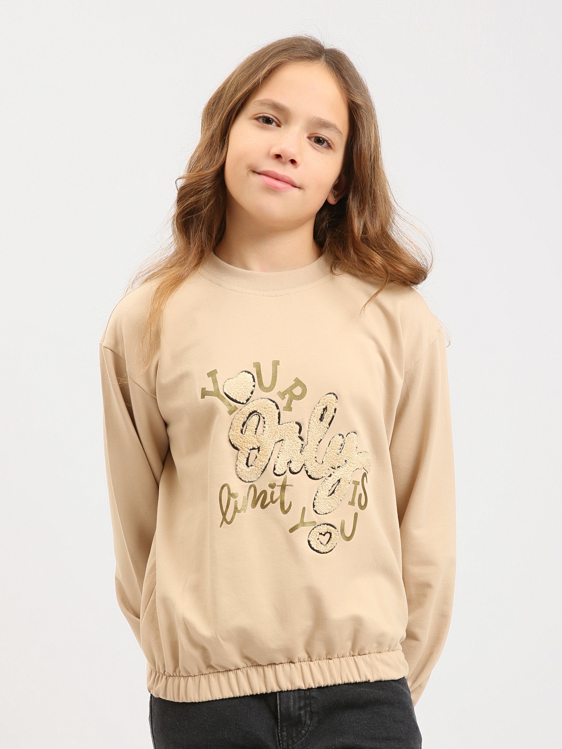 Sweat ado fille avec imprimé en relief Enjoy et finitions élastiquées - SWS25AREL71198MR1