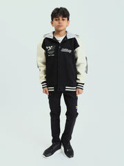 Sweatshirt garçon style varsity à boutons – Confort chaud et look urbain - SWS25WBCS26289TB1