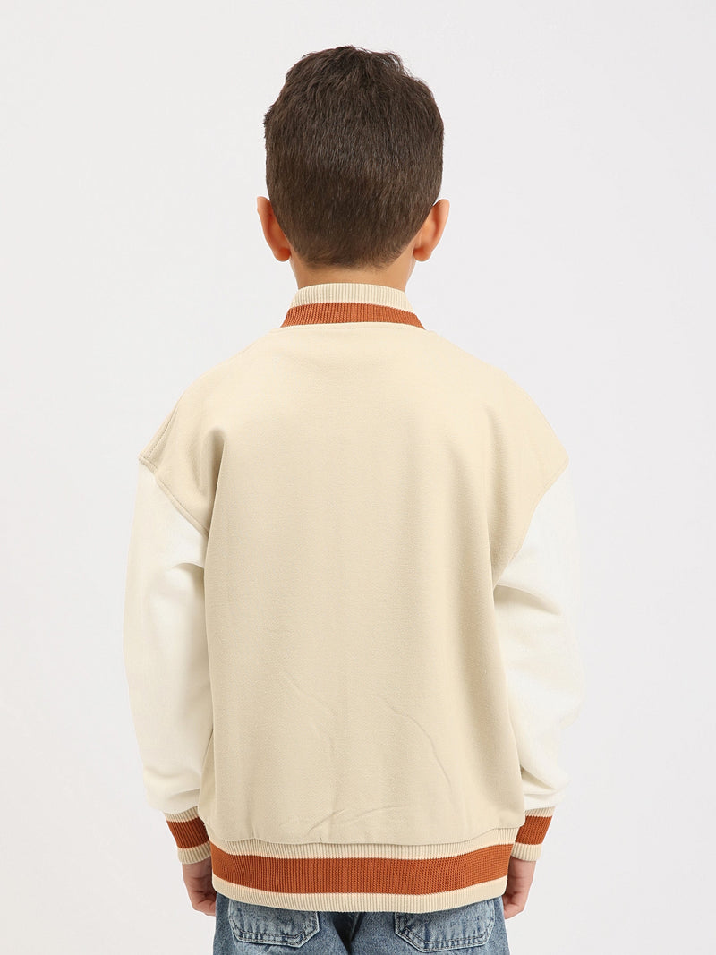 Veste teddy garçon à boutons-pression, style varsity, patchs “H” et finitions contrastées - SWS25WBNS76026MB1