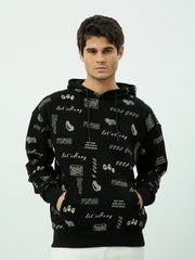 Sweat à capuche noir homme avec imprimé graphique – Style décontracté et moderne - SWS25WHAK26319TM1