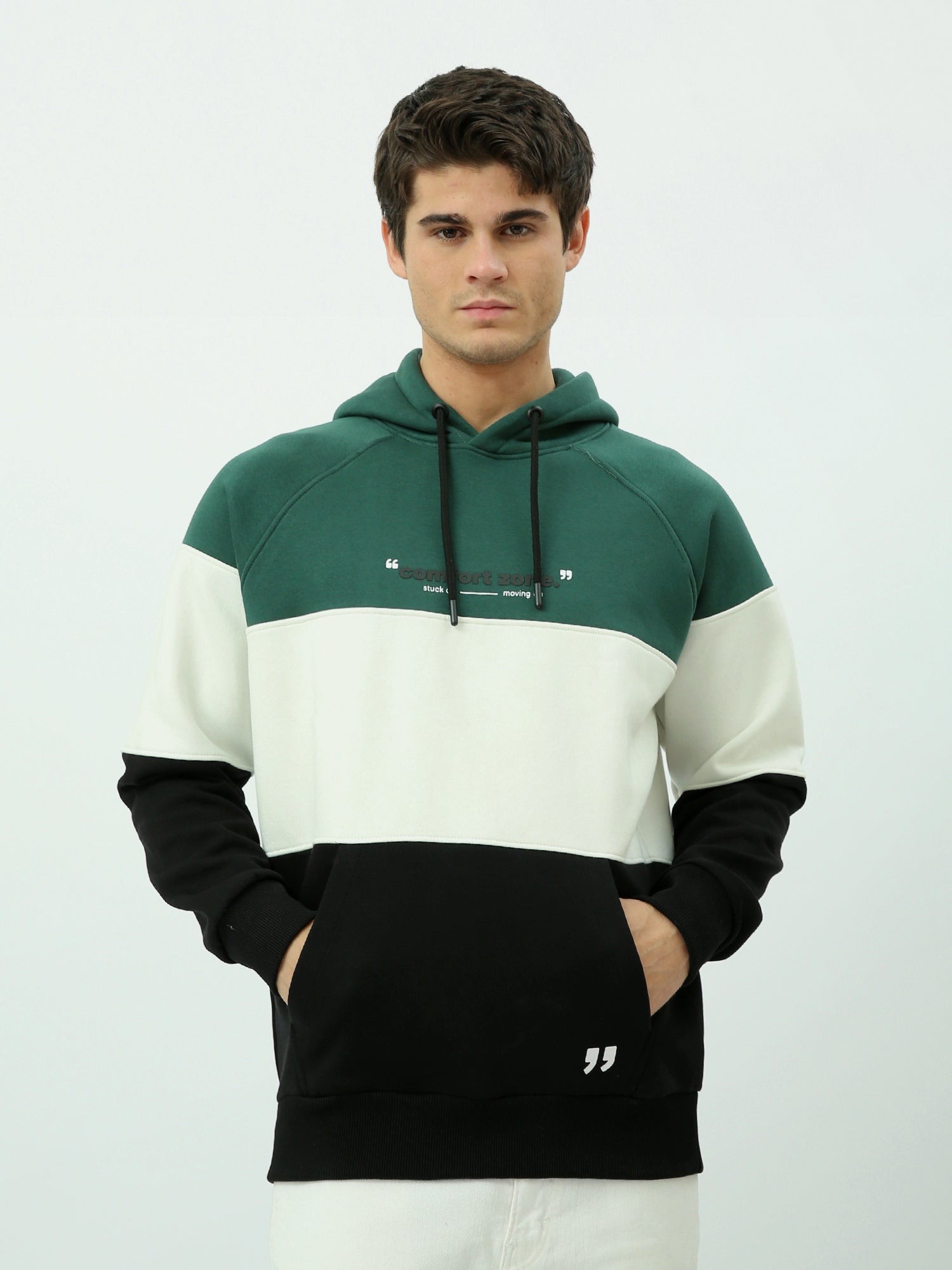 Sweat à capuche homme à blocs contrastés – Style urbain et confort quotidien - SWS25WHCK26282TM1