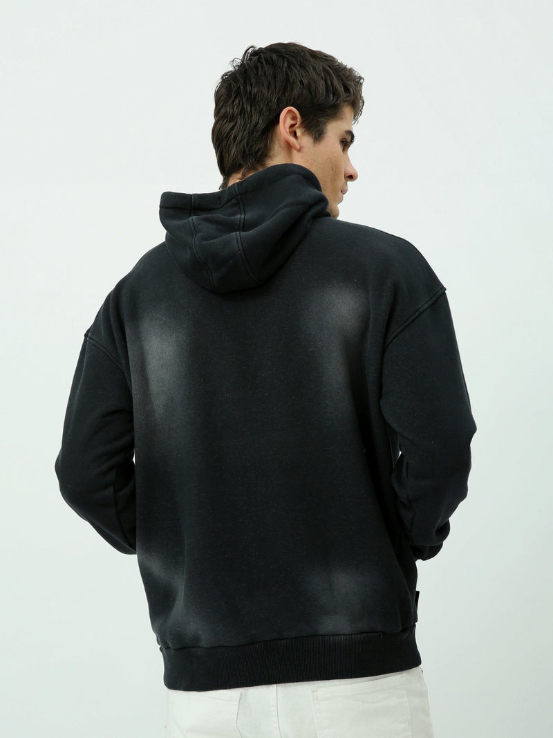 Sweat à Capuche Homme Noir Imprimé – Style Urbain Décontracté - SWS25WHIK26353TM1