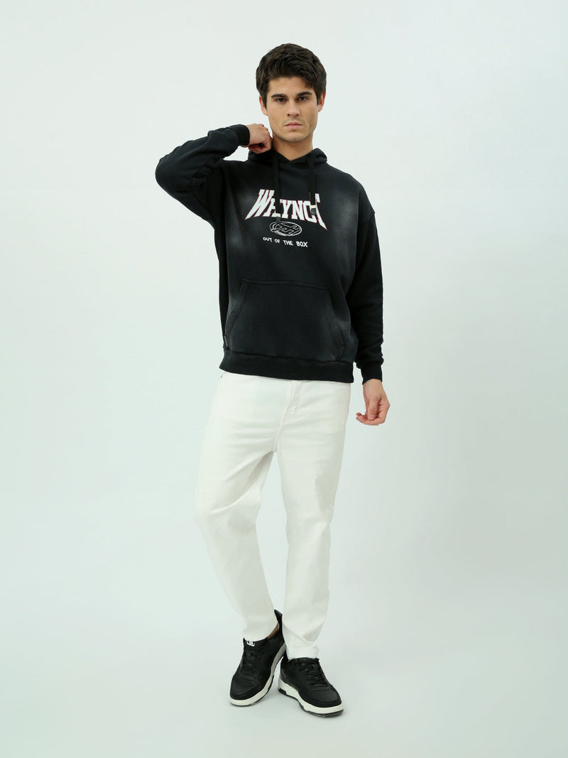 Sweat à Capuche Homme Noir Imprimé – Style Urbain Décontracté - SWS25WHIK26353TM1