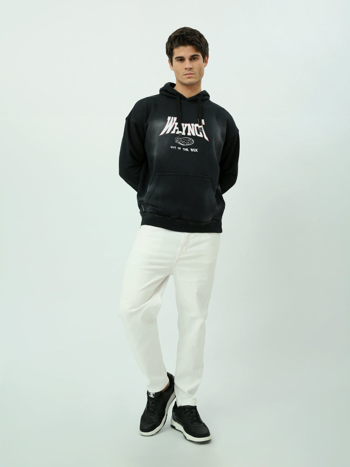Sweat à Capuche Homme Noir Imprimé – Style Urbain Décontracté - SWS25WHIK26353TM1