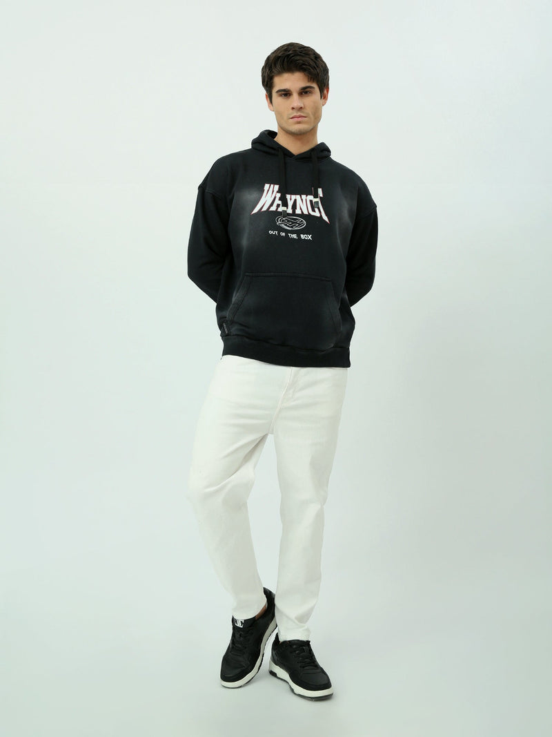 Sweat à Capuche Homme Noir Imprimé – Style Urbain Décontracté - SWS25WHIK26353TM1