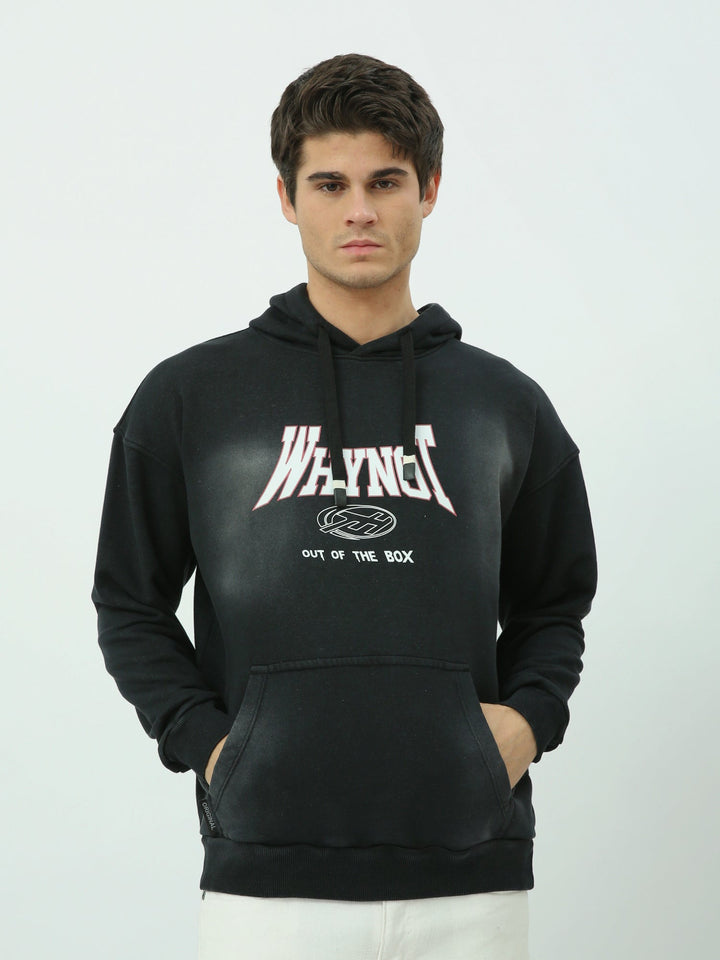 Sweat à Capuche Homme Noir Imprimé – Style Urbain Décontracté - SWS25WHIK26353TM1