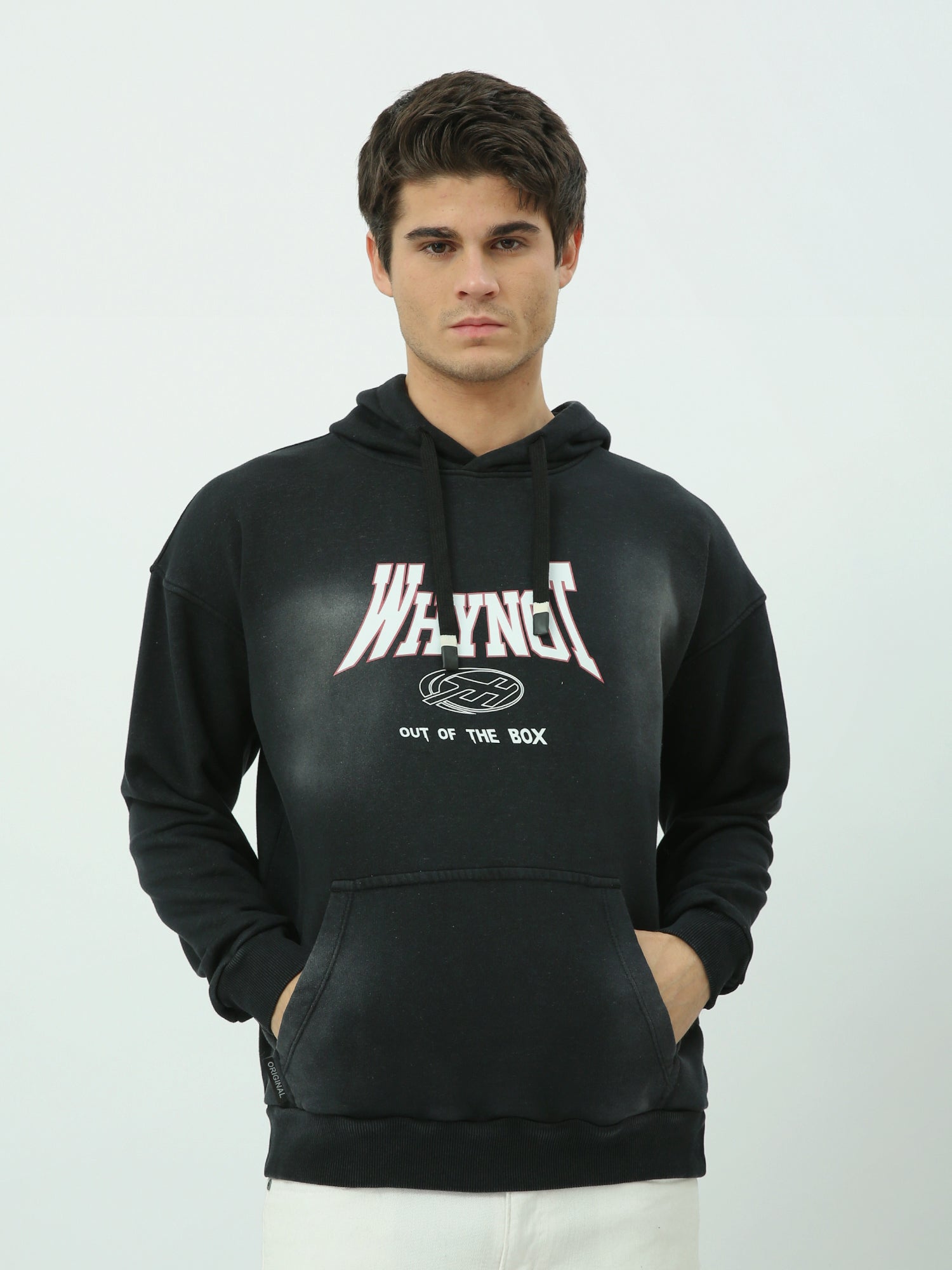 Sweat à Capuche Homme Noir Imprimé – Style Urbain Décontracté - SWS25WHIK26353TM1