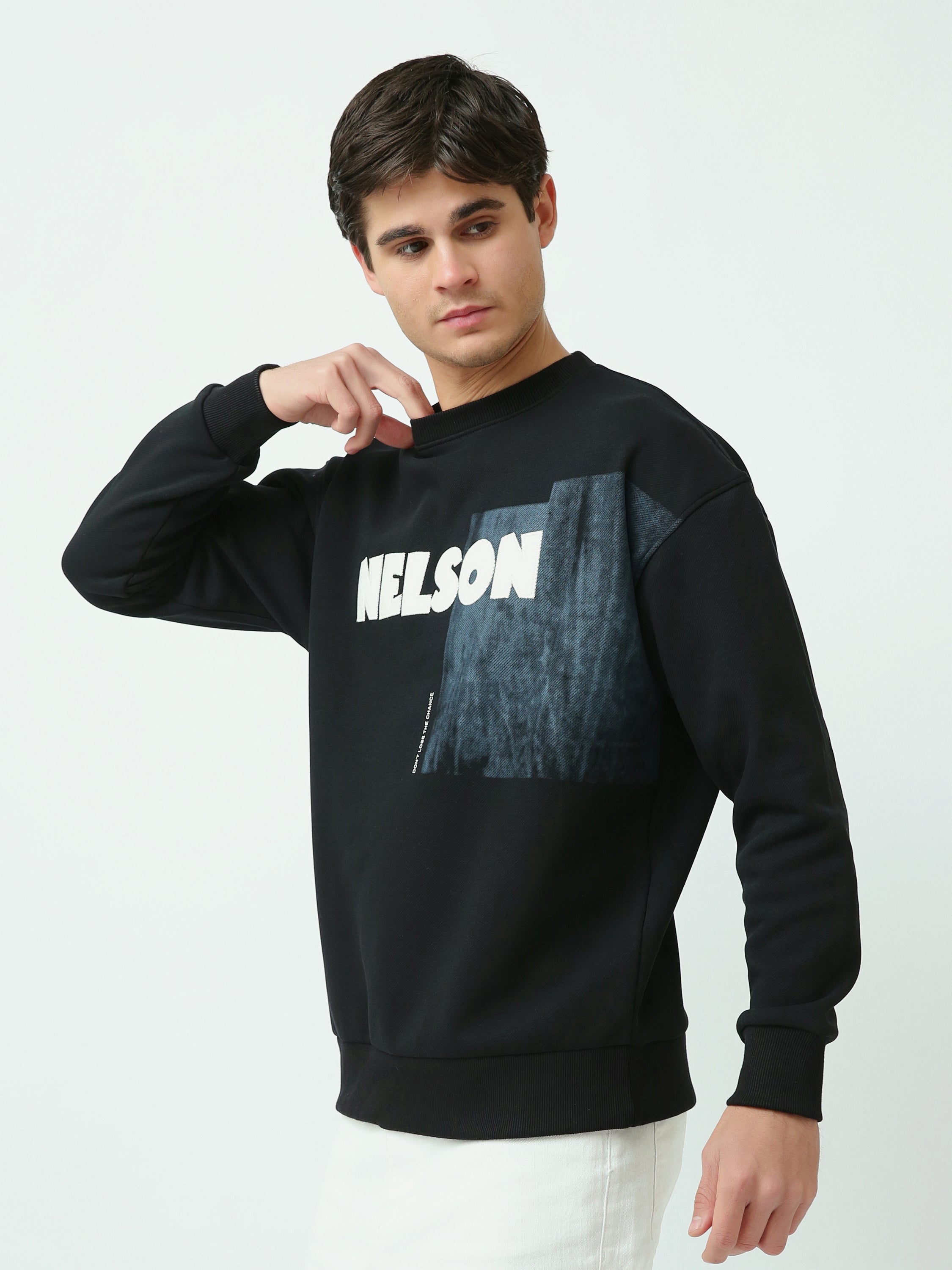 Sweatshirt homme col rond imprimé – Style urbain moderne - SWS25WHNK26241TM1