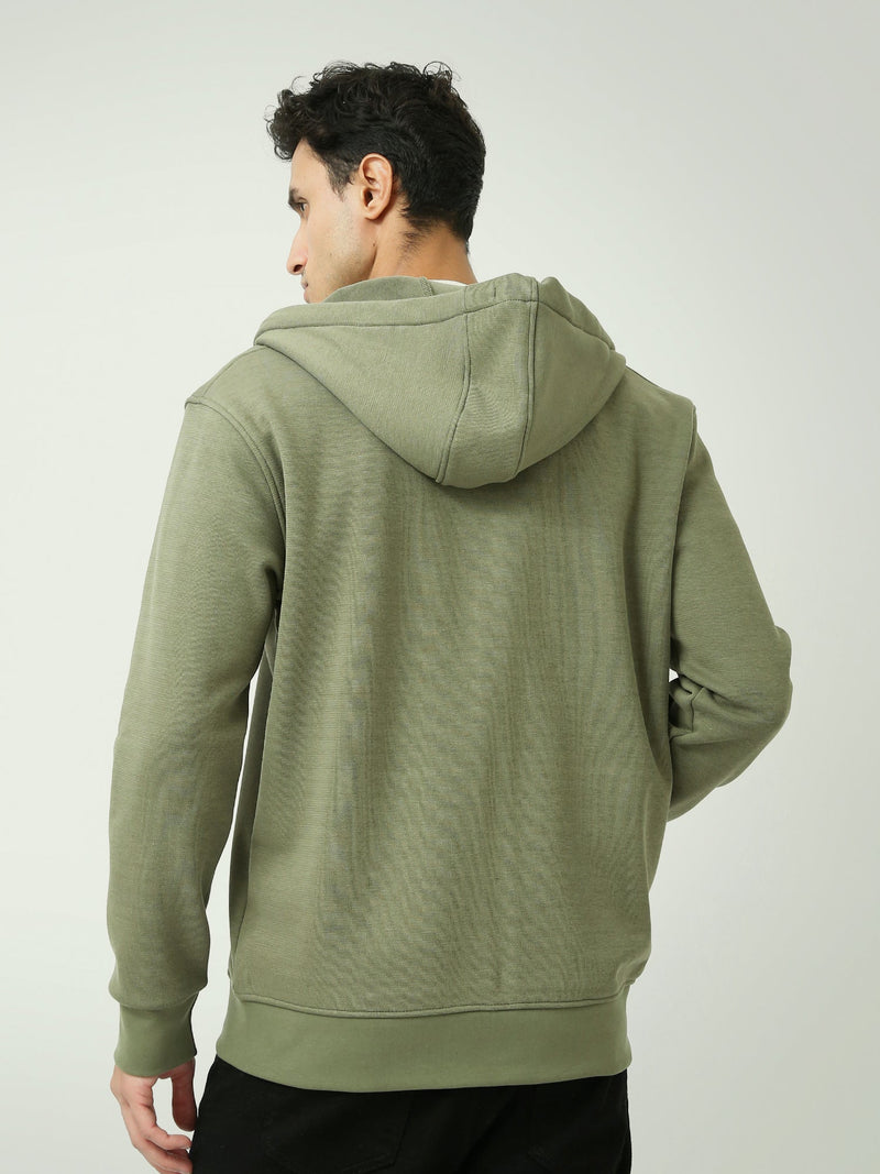 Sweat à Capuche Homme Vert Olive Zippé – Style Casual Urbain - SWS25WHNK26265TM1