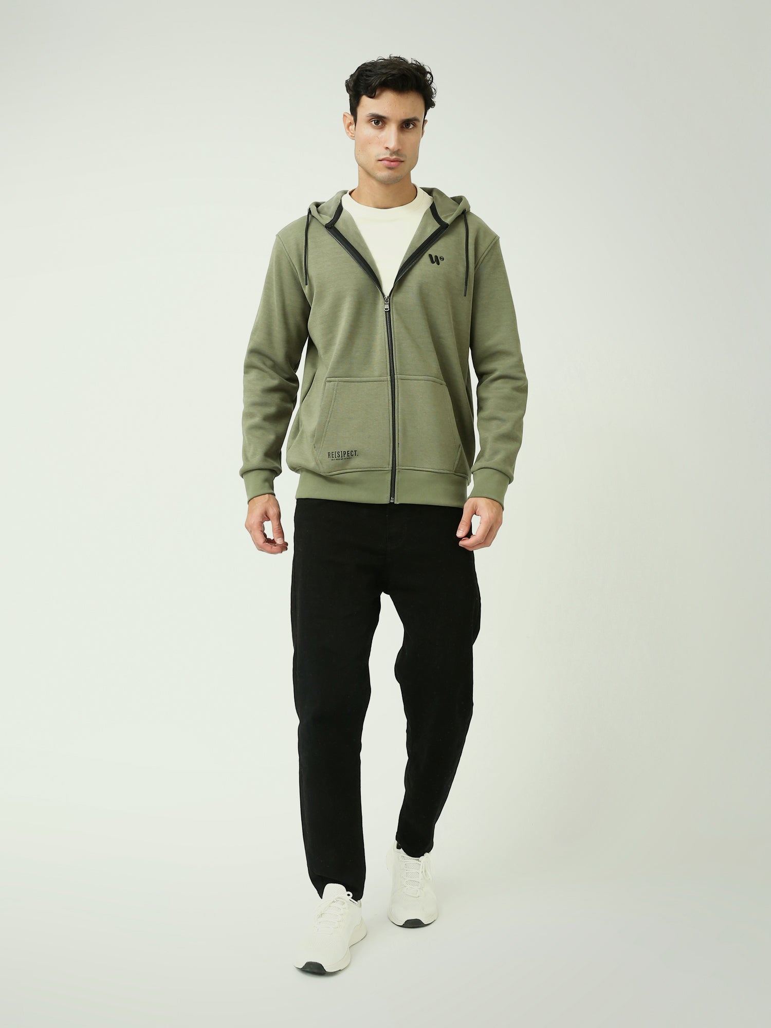 Sweat à Capuche Homme Vert Olive Zippé – Style Casual Urbain - SWS25WHNK26265TM1