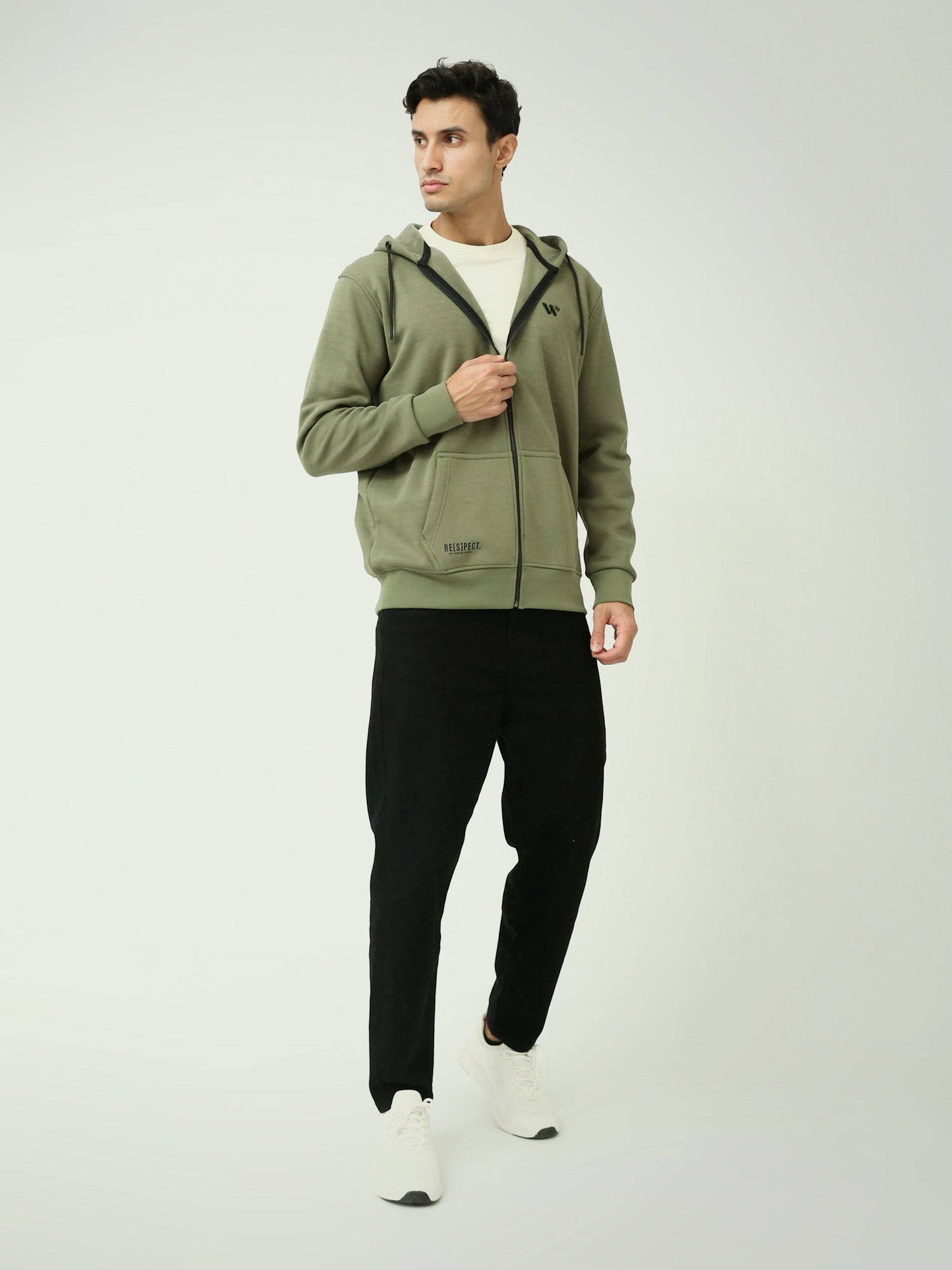 Sweat à Capuche Homme Vert Olive Zippé – Style Casual Urbain - SWS25WHNK26265TM1