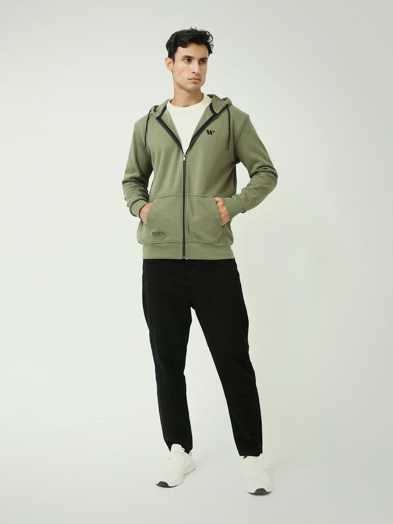 Sweat à Capuche Homme Vert Olive Zippé – Style Casual Urbain - SWS25WHNK26265TM1