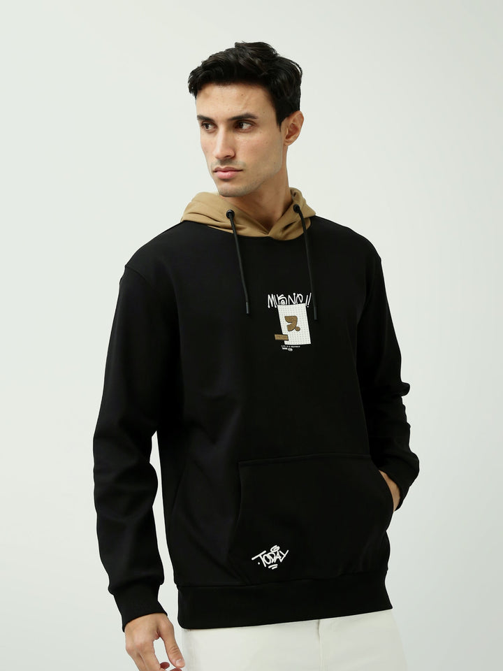 Sweat à Capuche Homme Bicolore avec Imprimé Graphique - SWS25WHNK26273TM1