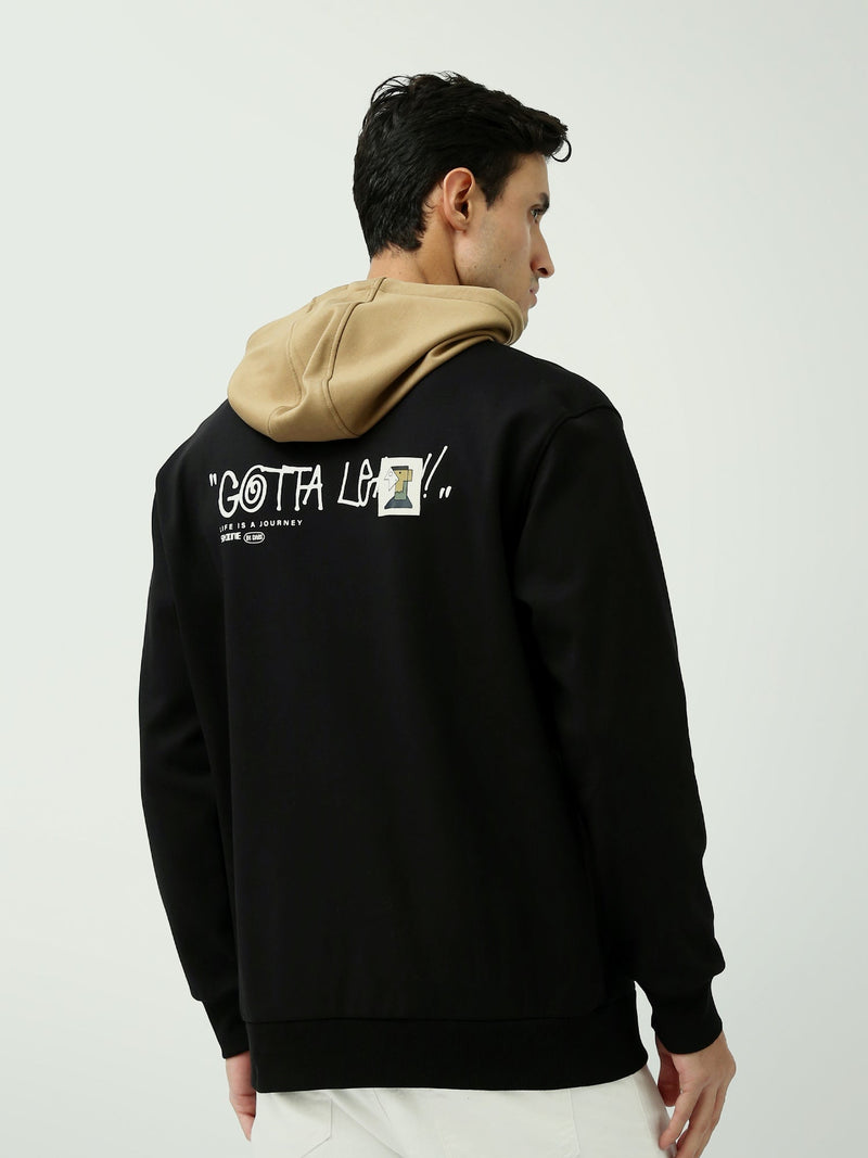Sweat à Capuche Homme Bicolore avec Imprimé Graphique - SWS25WHNK26273TM1