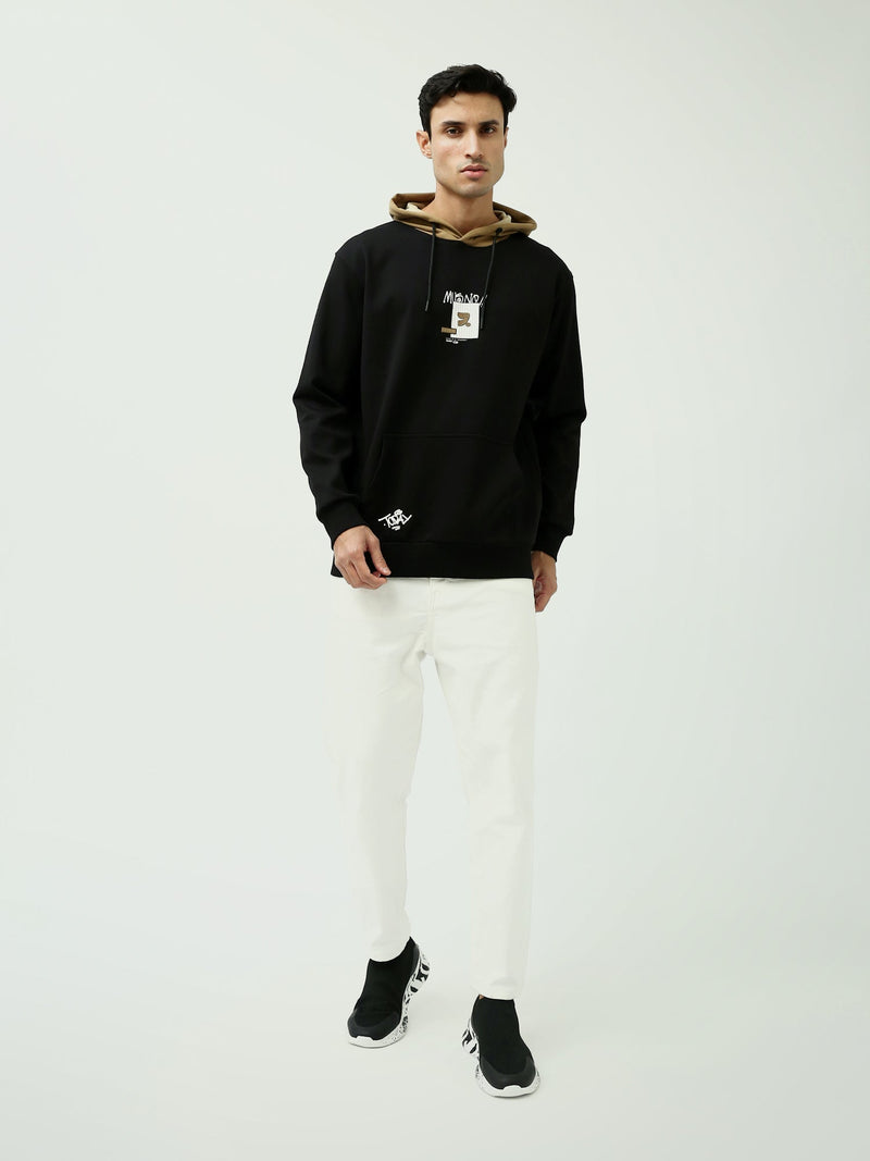 Sweat à Capuche Homme Bicolore avec Imprimé Graphique - SWS25WHNK26273TM1