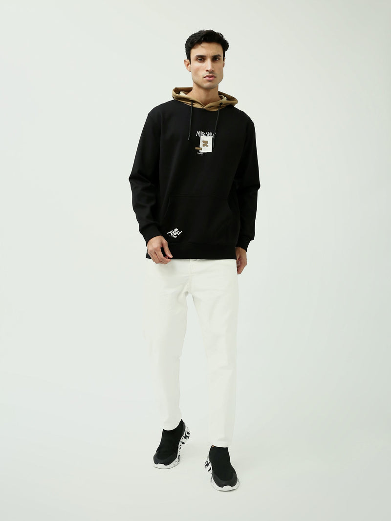 Sweat à Capuche Homme Bicolore avec Imprimé Graphique - SWS25WHNK26273TM1