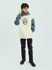 Sweat à capuche garçon bicolore avec poche kangourou – SWS25WHNK31527TB1