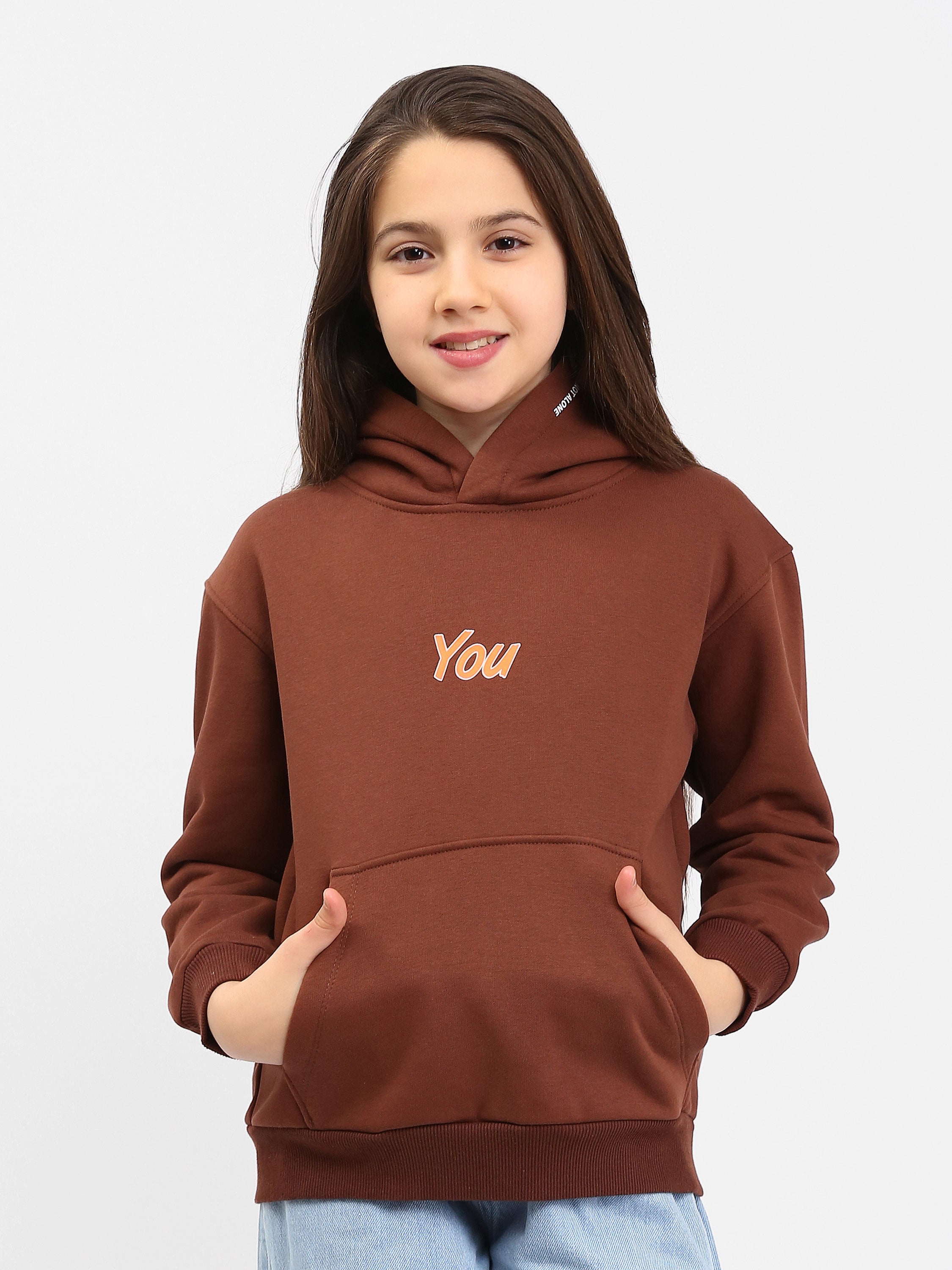 Sweat à capuche ado fille avec poche kangourou et imprimé You - SWS25WHNK71430MR1