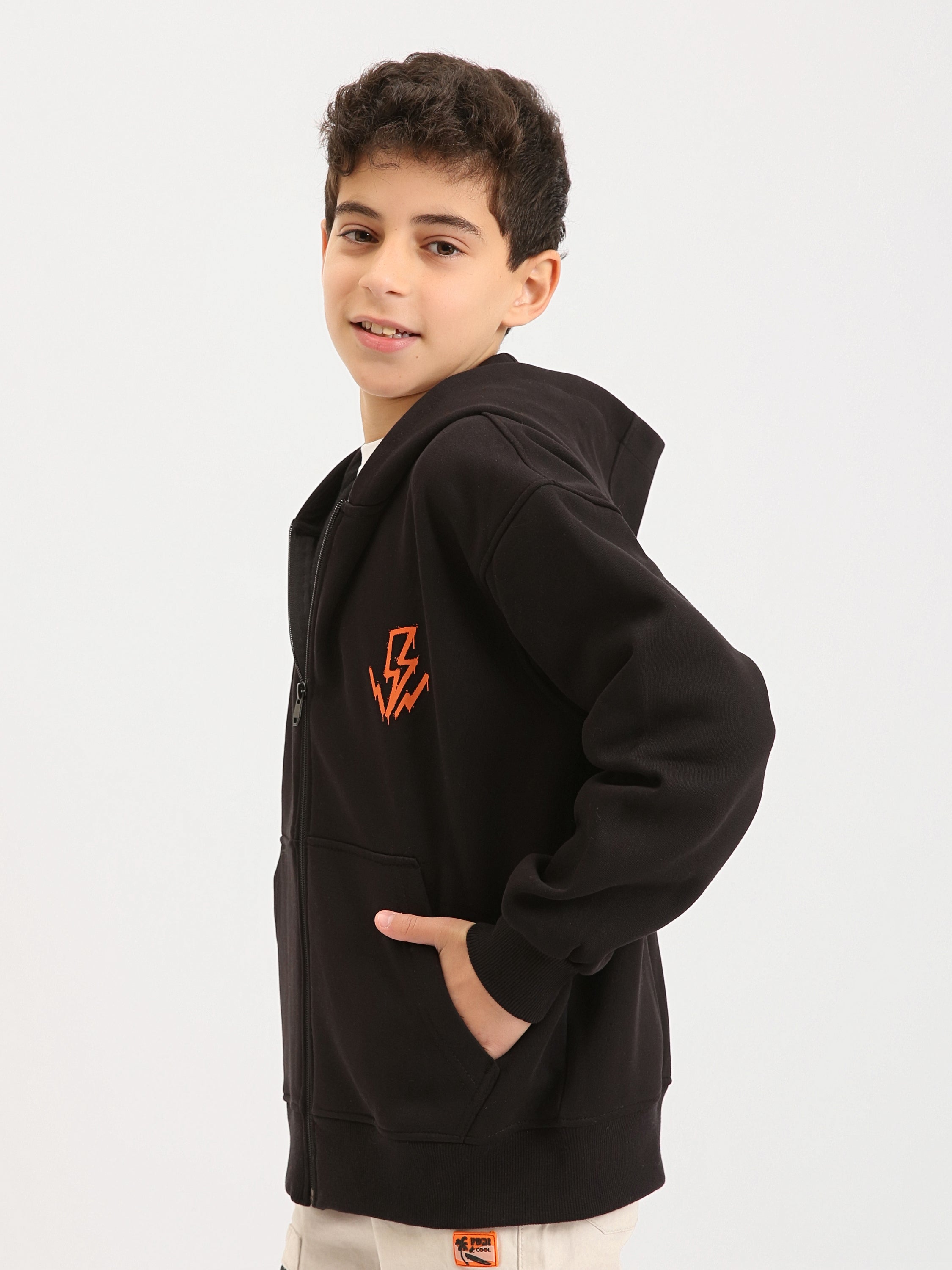 Sweat à Capuche Garçon Zippé avec Poches - SWS25WHNK76068MJ1